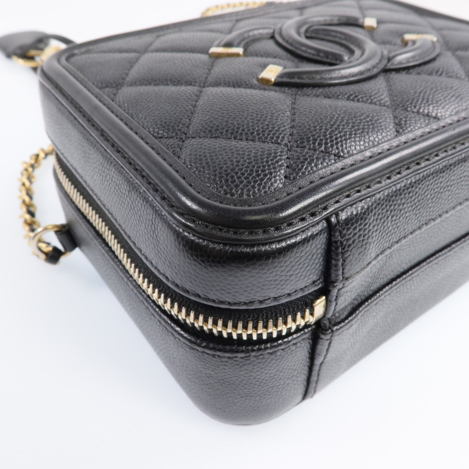 CHANEL 牛皮皮革Vanity Case金扣手挽肩背兩用袋