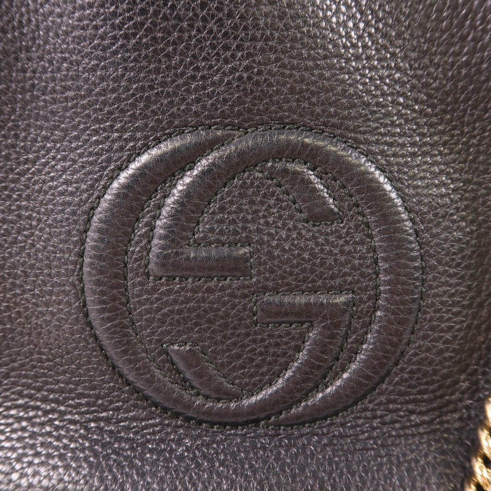 GUCCI 牛皮皮革Shoulder Bag銀扣鏈帶肩背袋