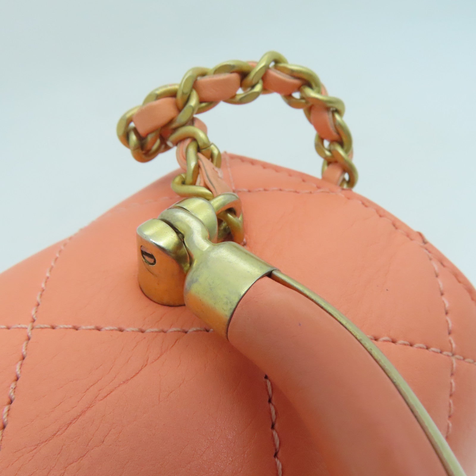 CHANEL 【清倉大減價】菱格牛皮皮革Chain Shoulder金扣手挽肩背兩用袋粉紅色