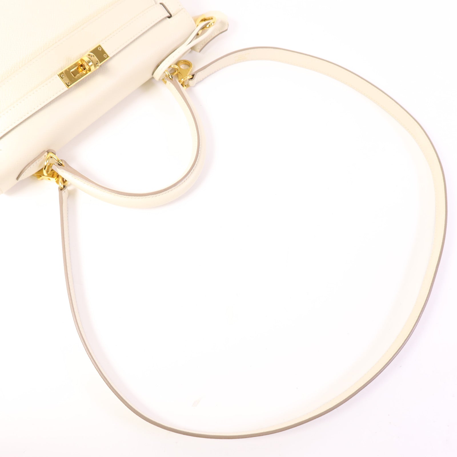 HERMES Epsom皮革Kelly 25手挽肩背兩用袋Craie