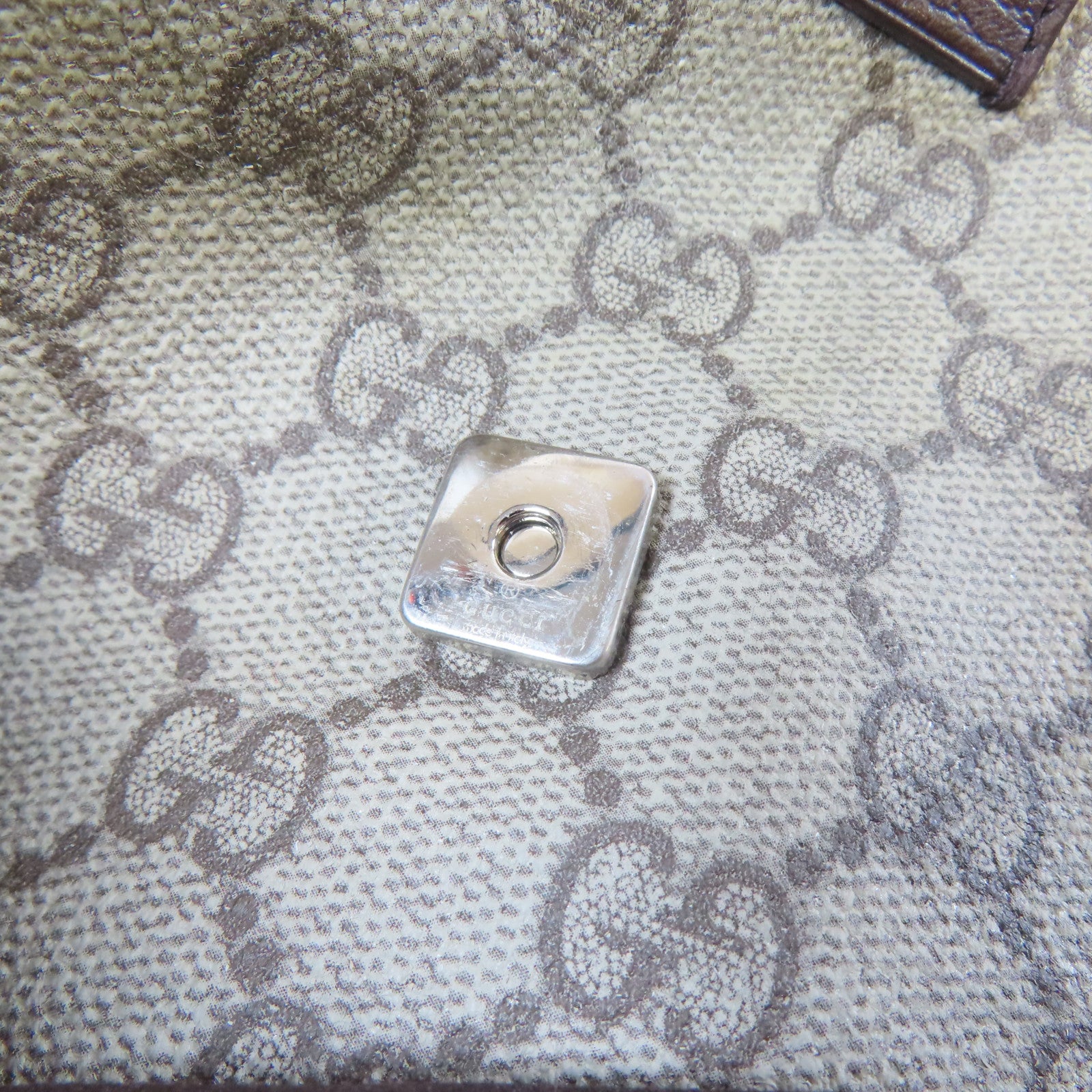 GUCCI 【激減優惠】塗層帆布Shoulder Bag銀扣肩背袋啡色