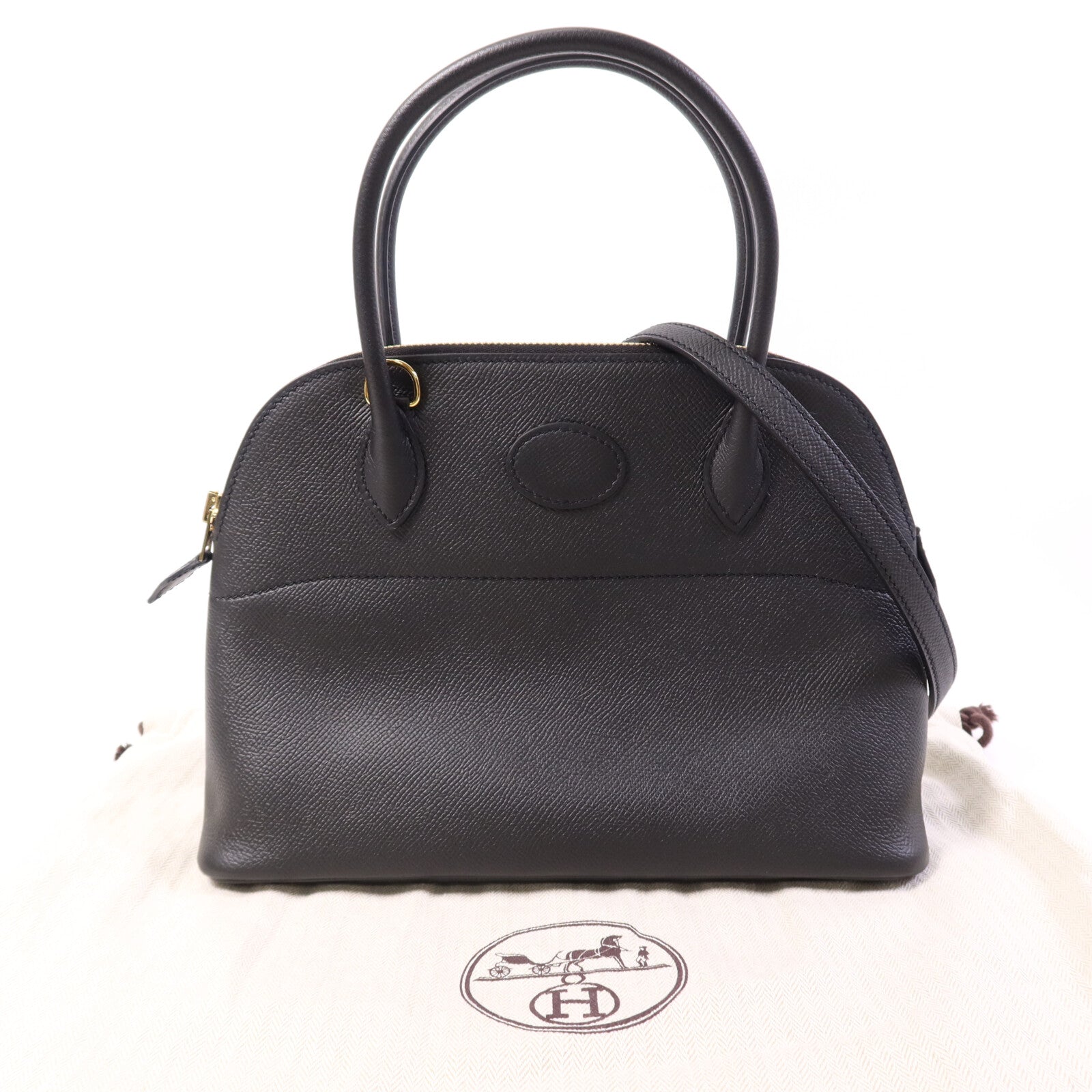 HERMES Epsom皮革Bolide 27金扣手挽肩背兩用袋Noir