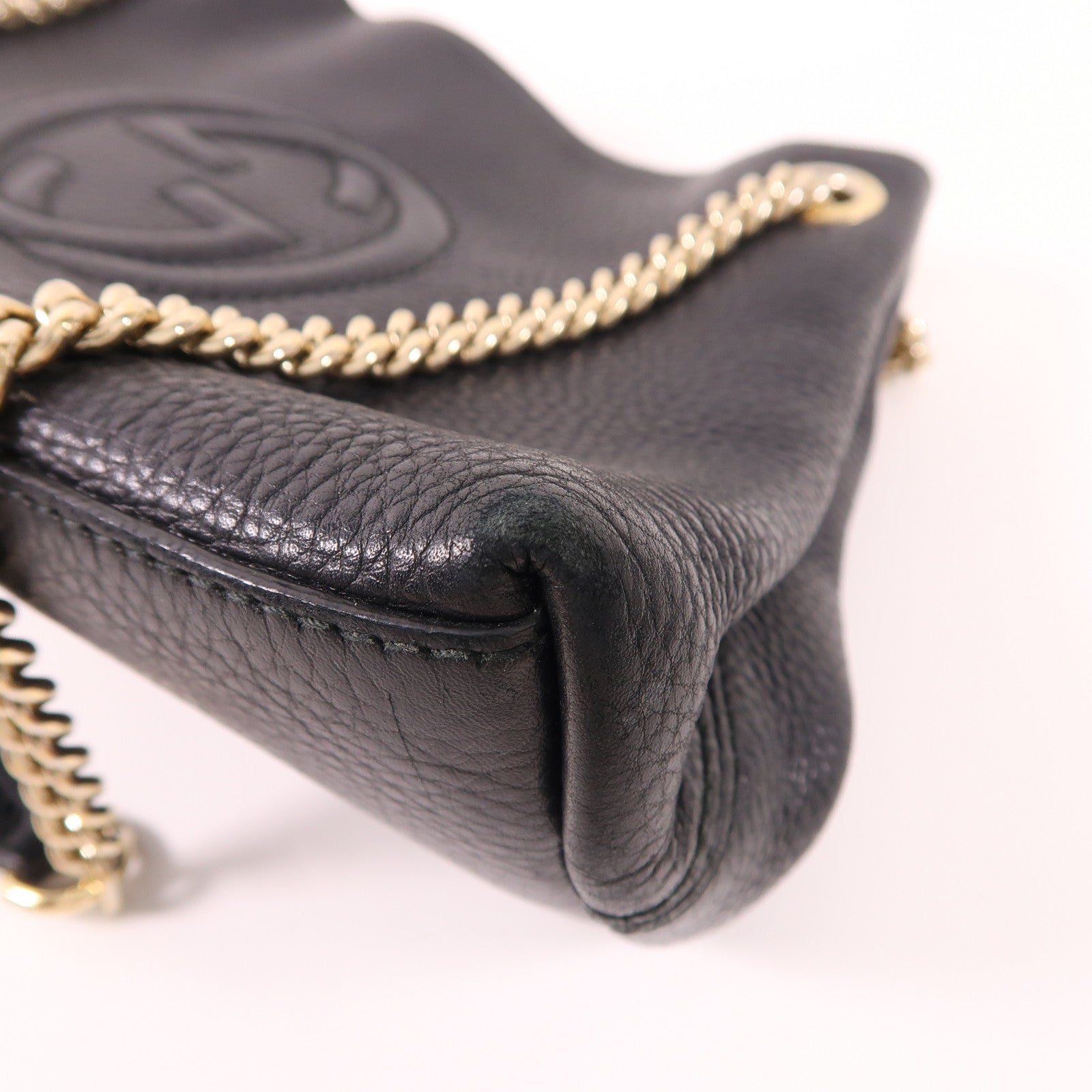 GUCCI 牛皮皮革Shoulder Bag銀扣鏈帶肩背袋
