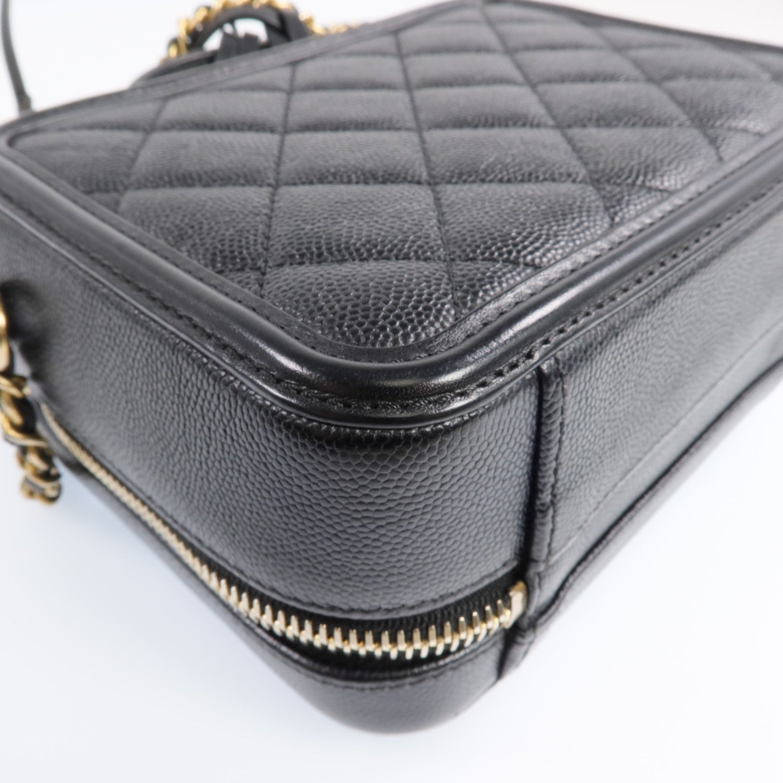 CHANEL 牛皮皮革Vanity Case金扣手挽肩背兩用袋