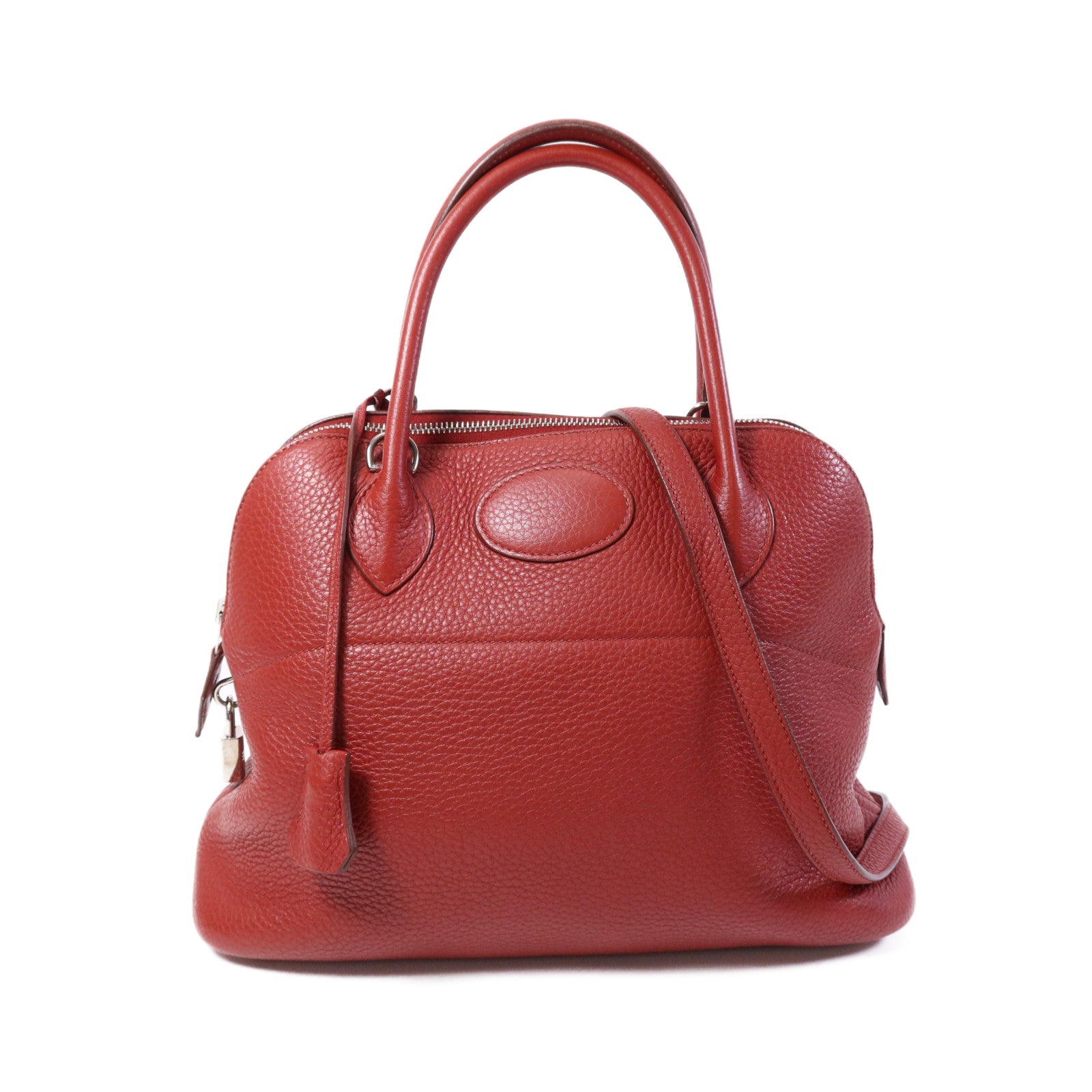 HERMES 【激減優惠】Clemence皮革Bolide 31銀扣手挽肩背兩用袋Rouge Casaque