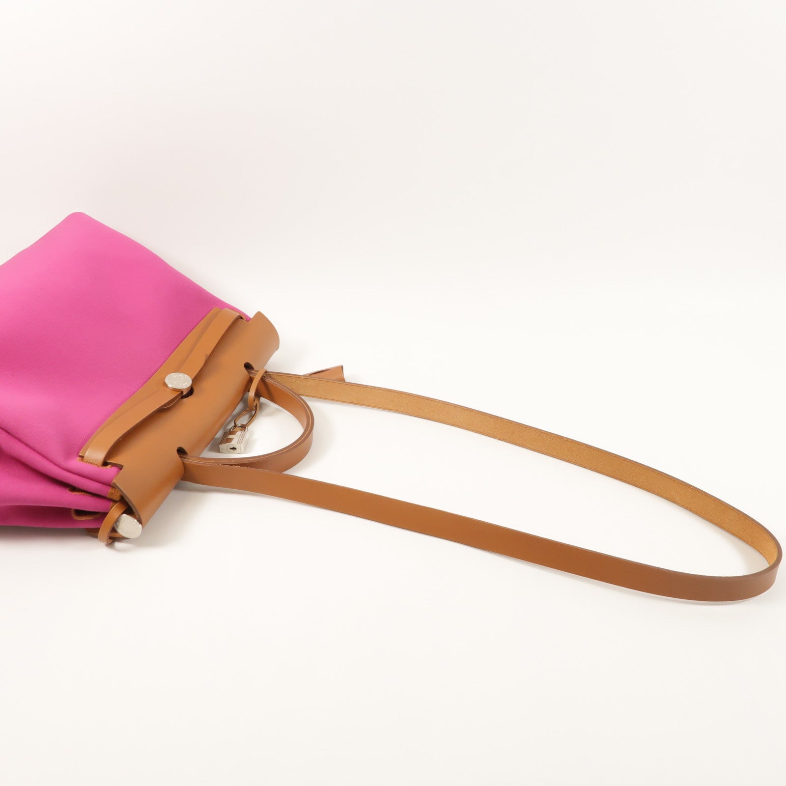 HERMES 帆布Herbag PM銀扣手挽肩背兩用袋Magnolia