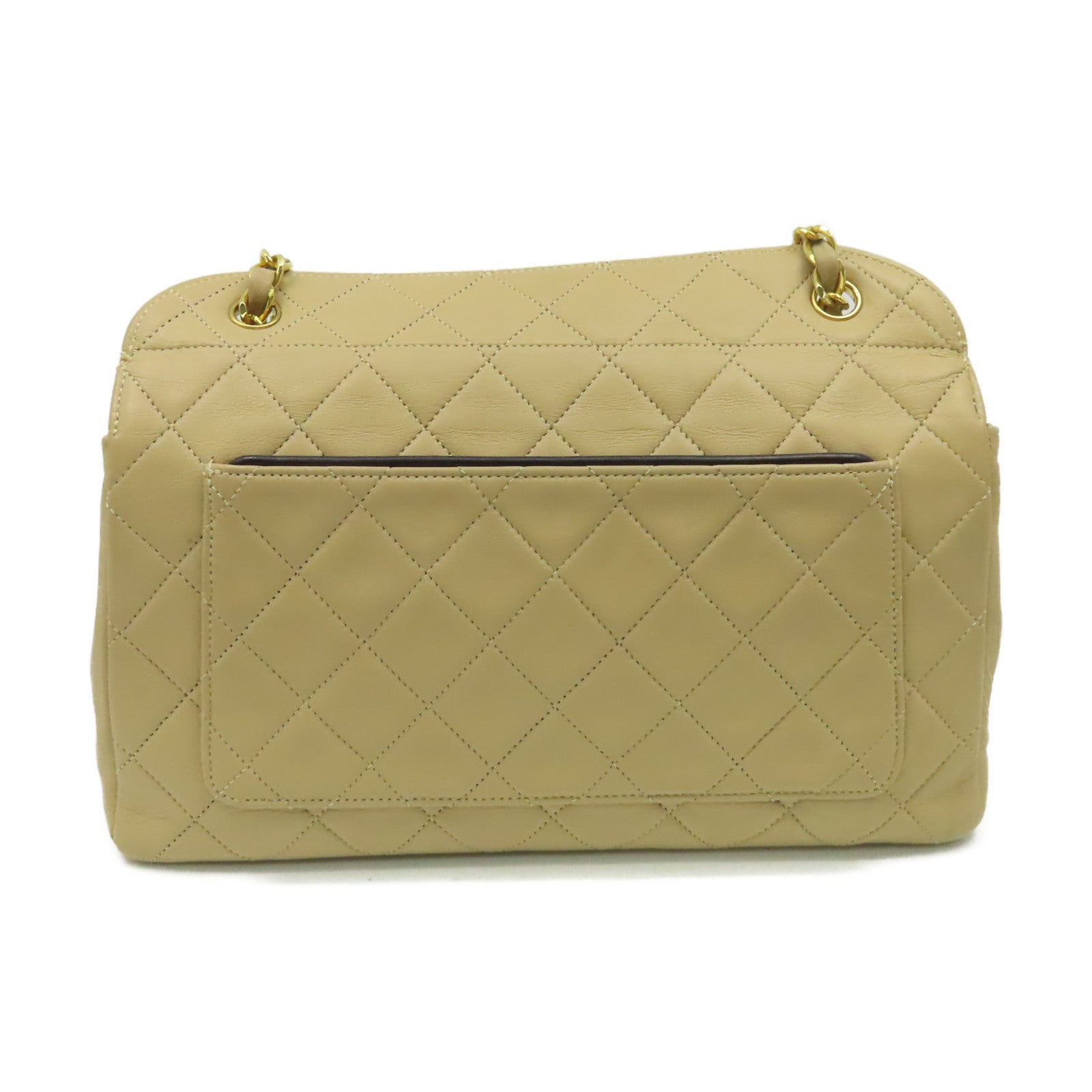 CHANEL 【激減優惠】菱格羊皮皮革Chain Shoulder Bag金扣鏈帶肩背袋杏色