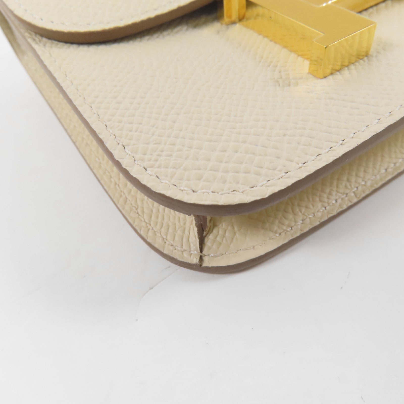 HERMES Epsom皮革Constance Slim Wallet金扣錢包Nata/米色