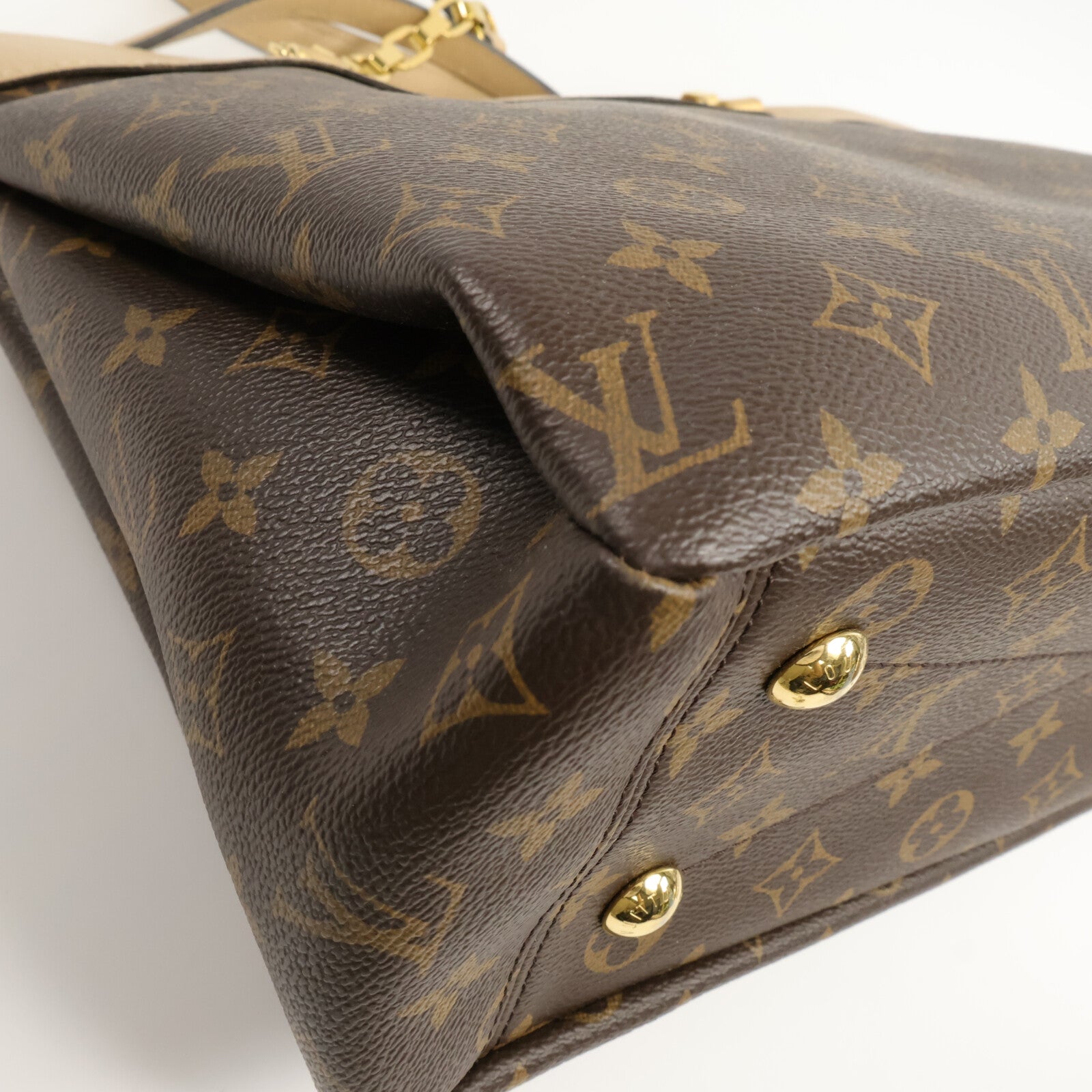 LOUIS VUITTON 牛皮皮革/Monogram Pallas Shopper鏈帶手挽袋