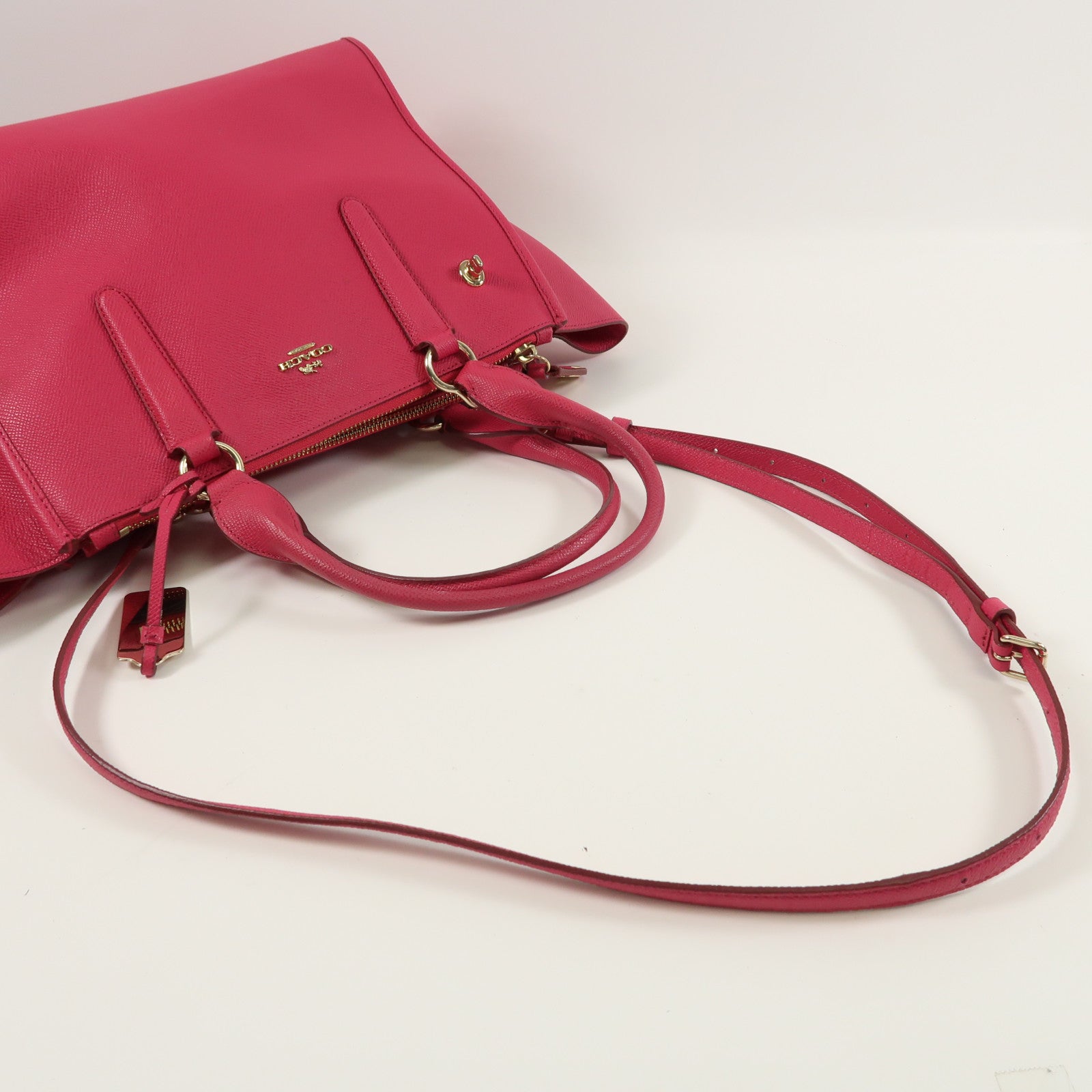 COACH 牛皮皮革2 Way Shoulder金扣手挽肩背兩用袋
