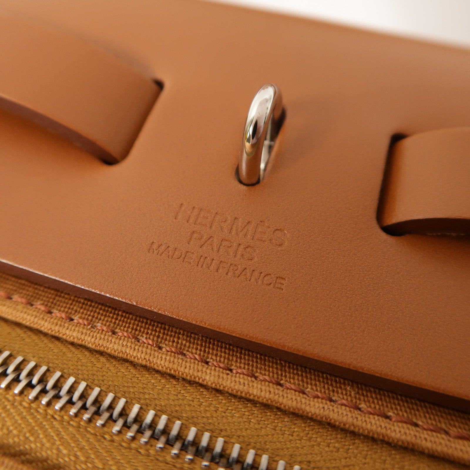 HERMES 帆布Herbag PM銀扣手挽肩背兩用袋Magnolia