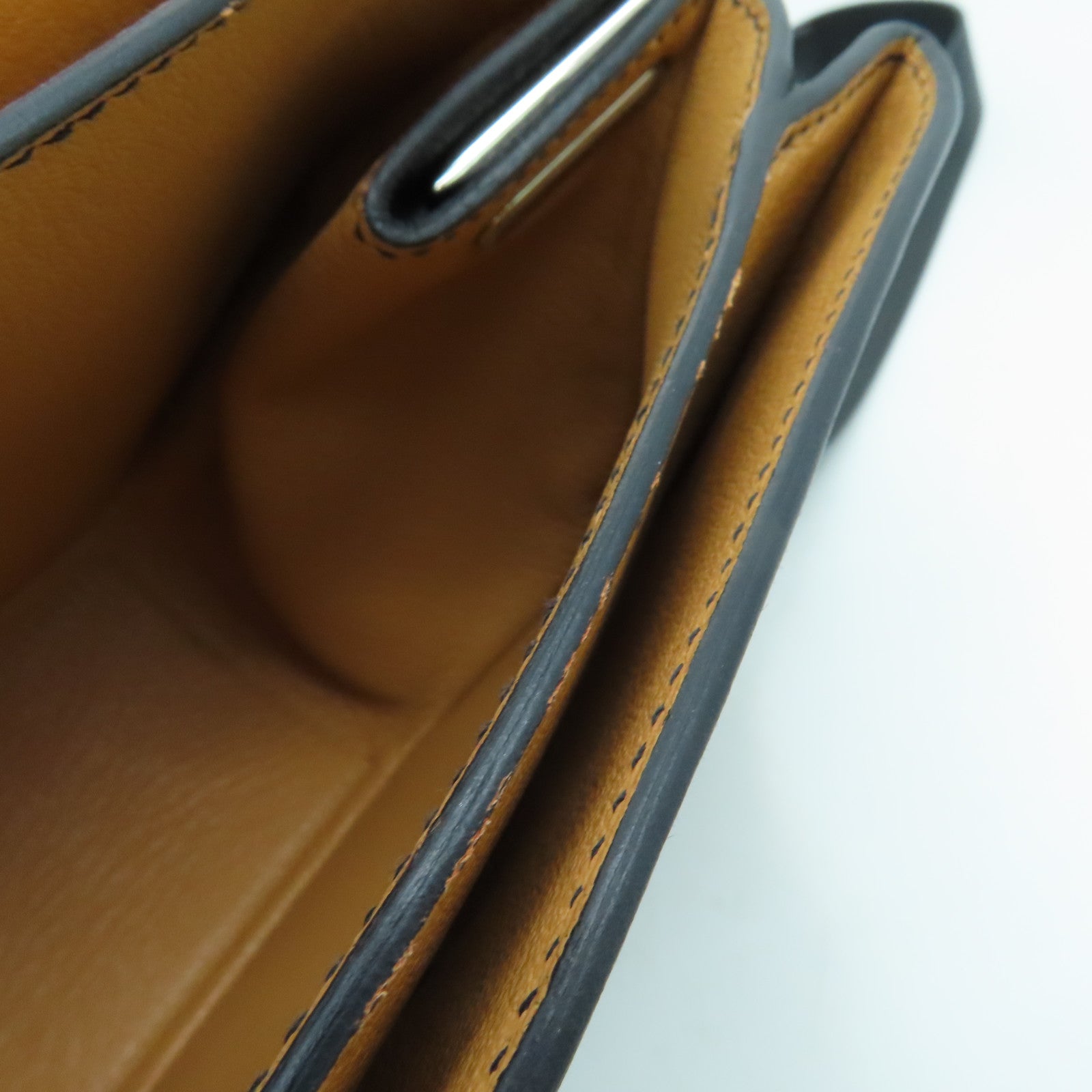 HERMES Evercolor皮革Opli 24银扣肩背袋黑色