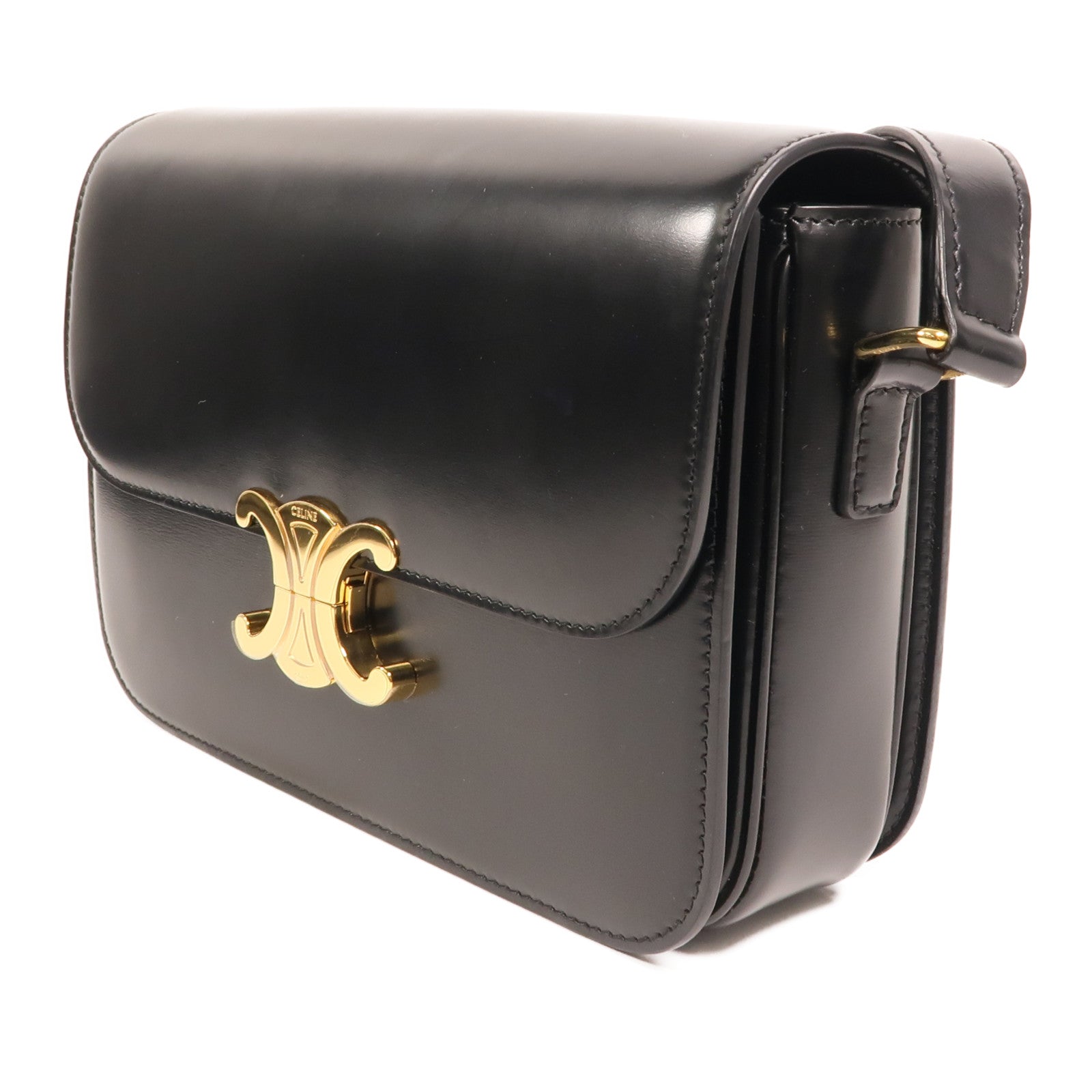 CELINE 牛皮皮革Triomphe金扣肩背袋