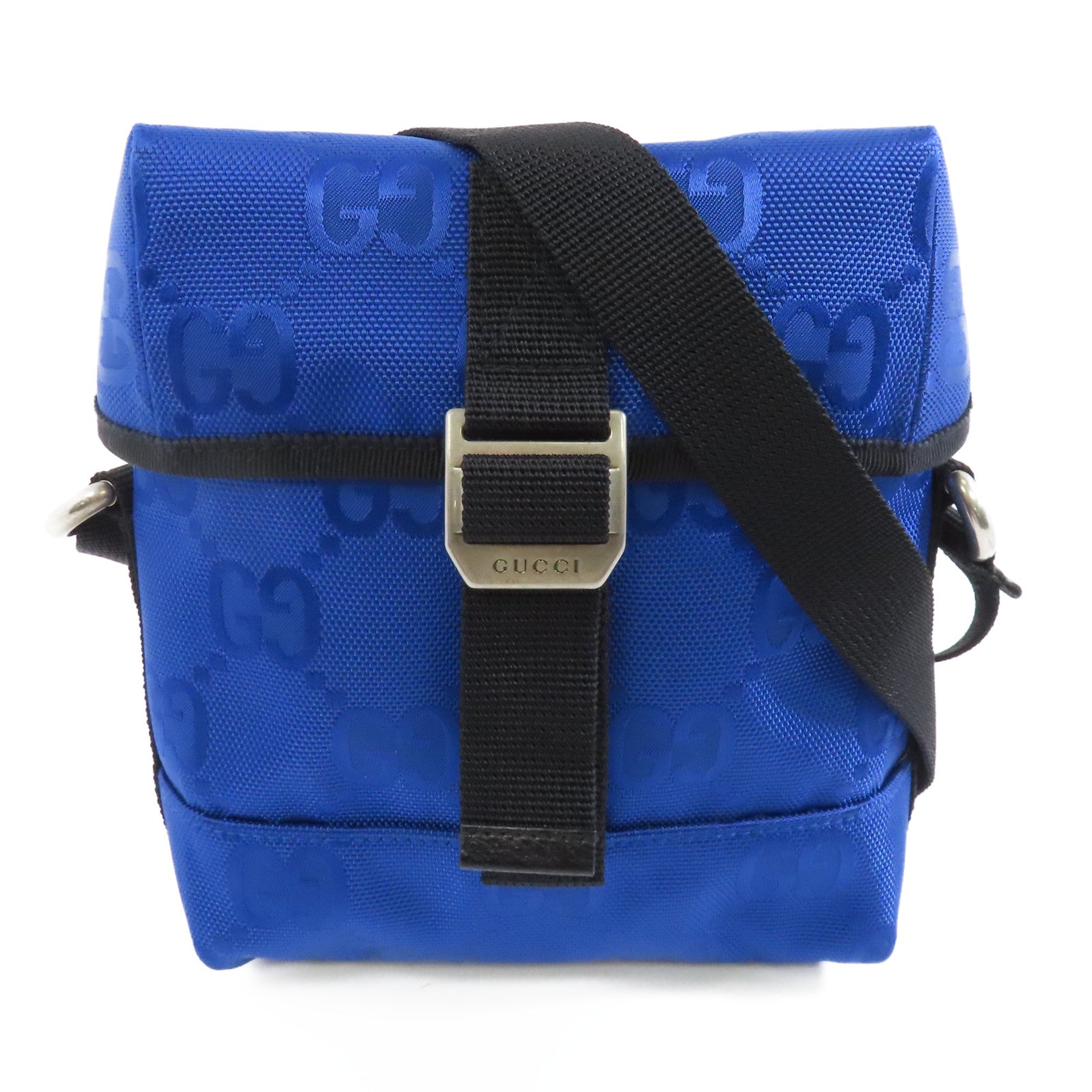 GUCCI 尼龍Shoulder Bag銀扣肩背袋藍色