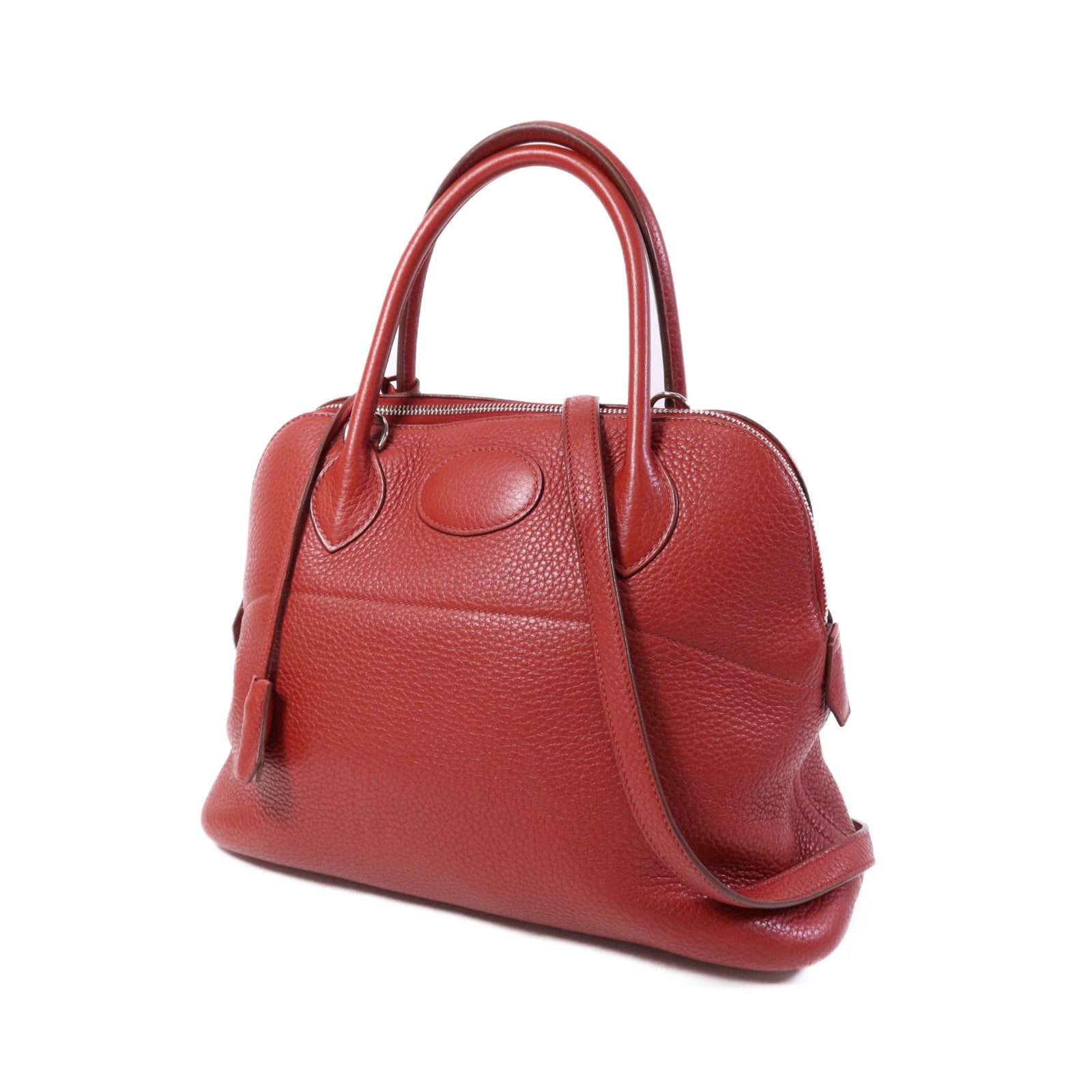 HERMES 【激減優惠】Clemence皮革Bolide 31銀扣手挽肩背兩用袋Rouge Casaque