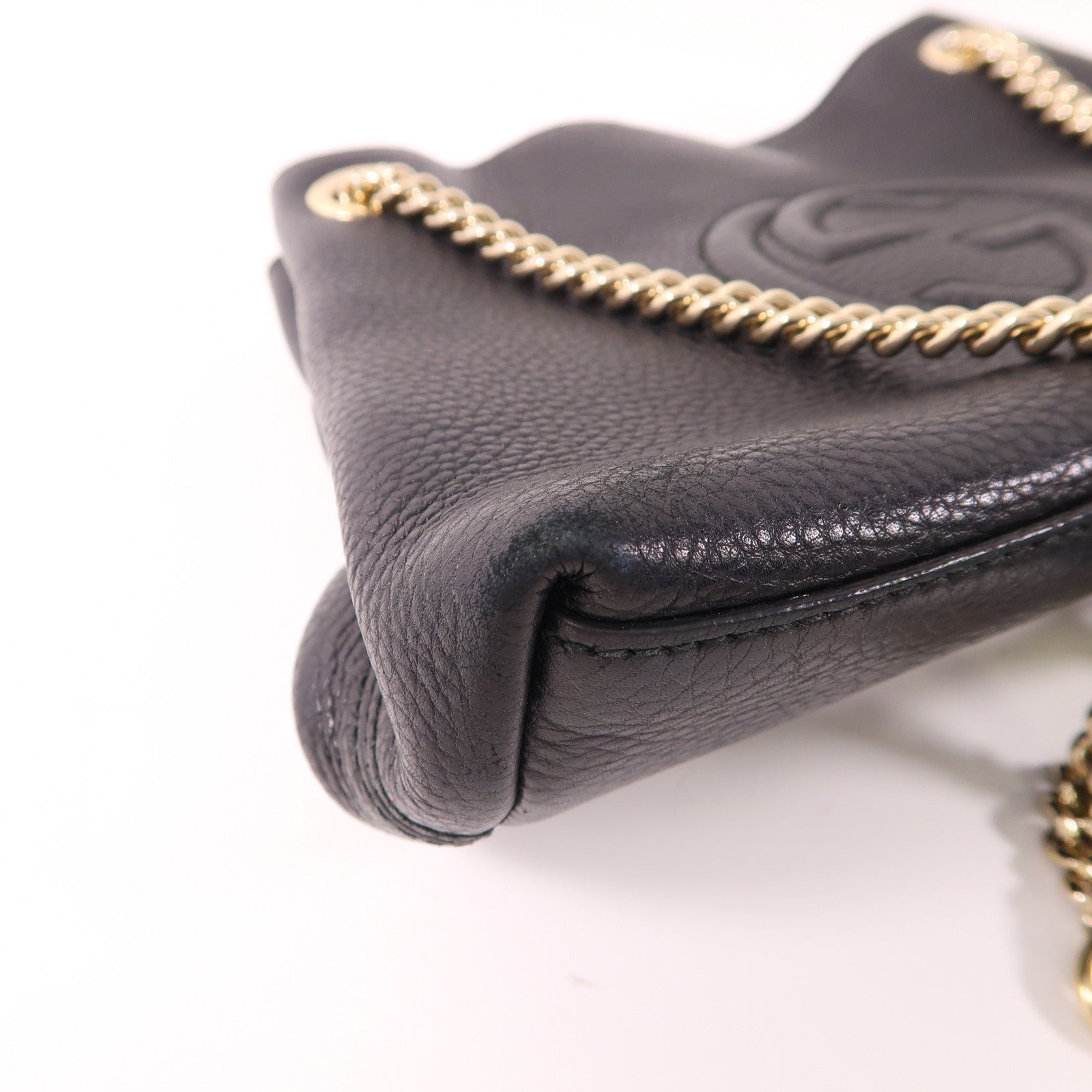 GUCCI 牛皮皮革Shoulder Bag銀扣鏈帶肩背袋