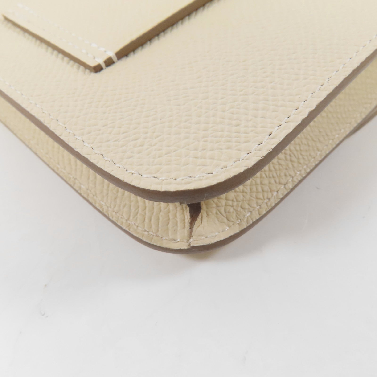 HERMES Epsom皮革Constance Slim Wallet金扣錢包Nata/米色