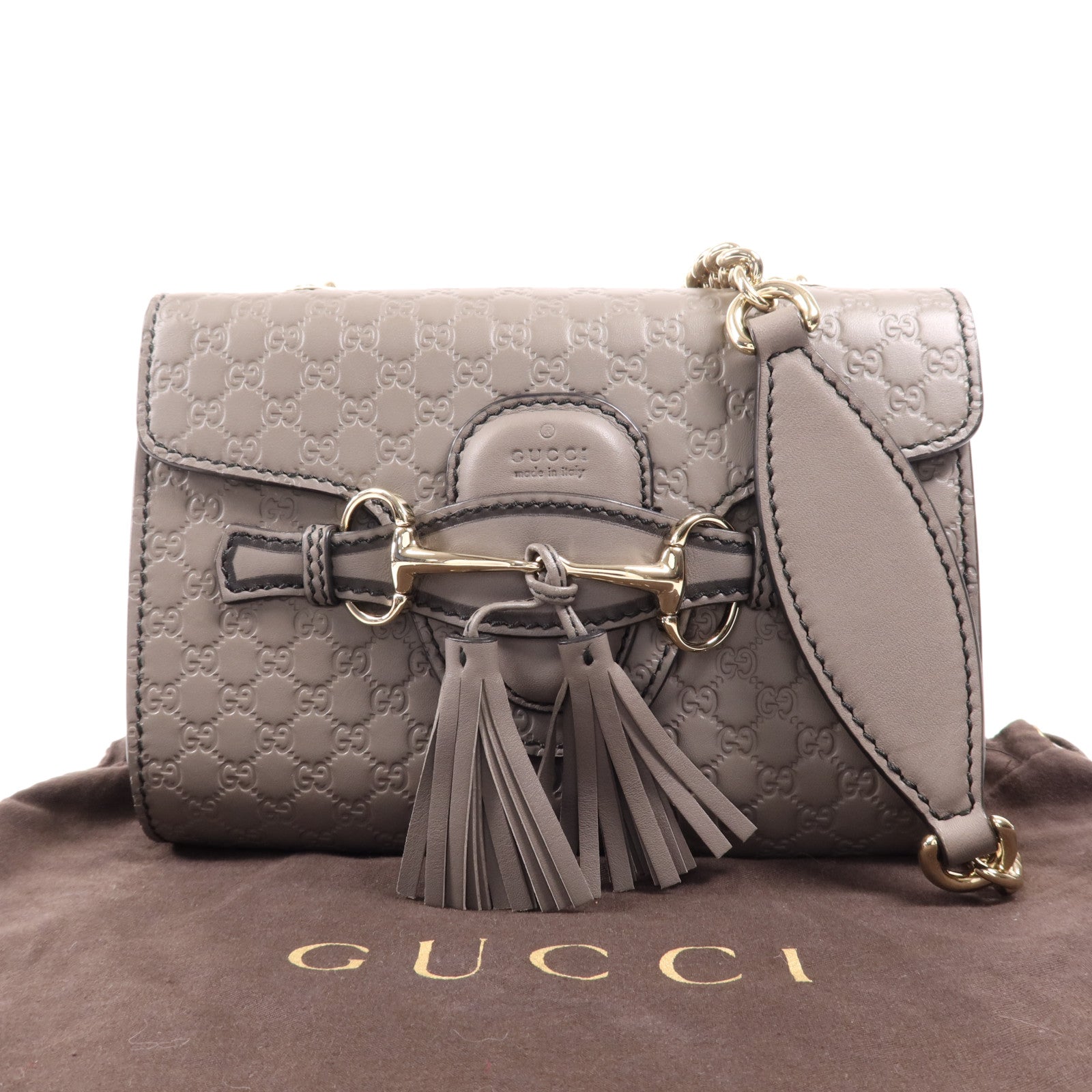 GUCCI 牛皮皮革Guccissima Mini Emily金扣鏈帶肩背