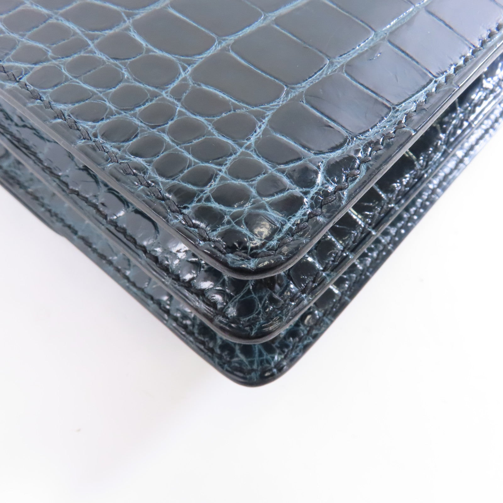 HERMES 鱷魚皮革Mini Roulis金扣肩背袋綠色