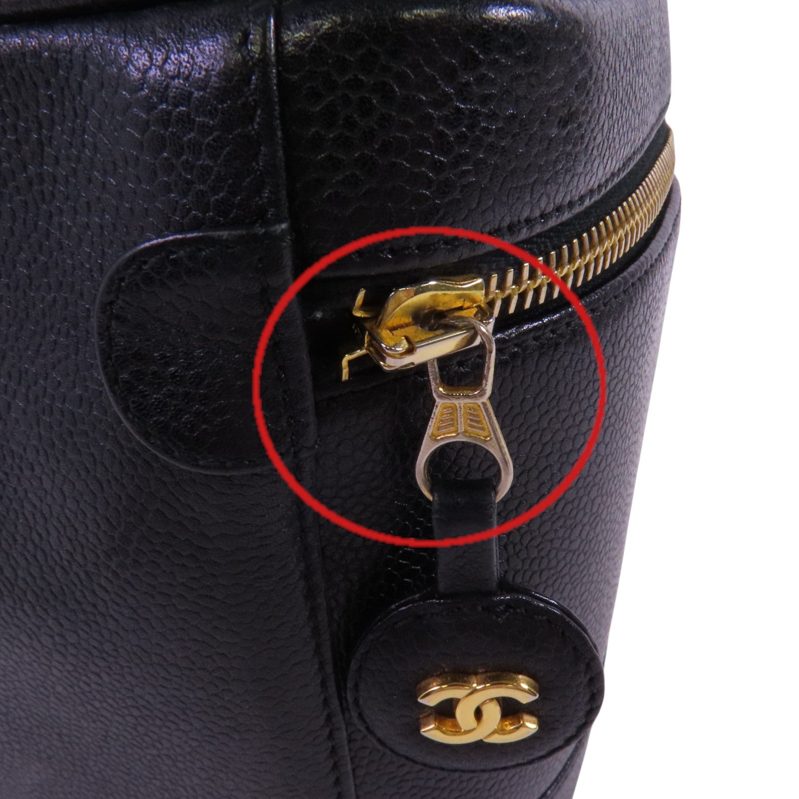 CHANEL 牛皮皮革Vintage Vanity金扣手挽袋