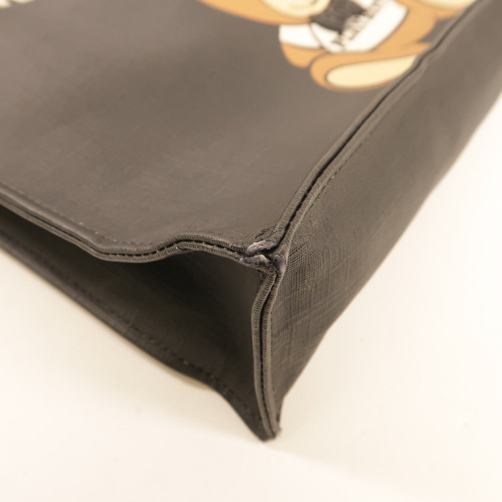 MOSCHINO 牛皮皮革Tote Bag金扣手挽袋黑色