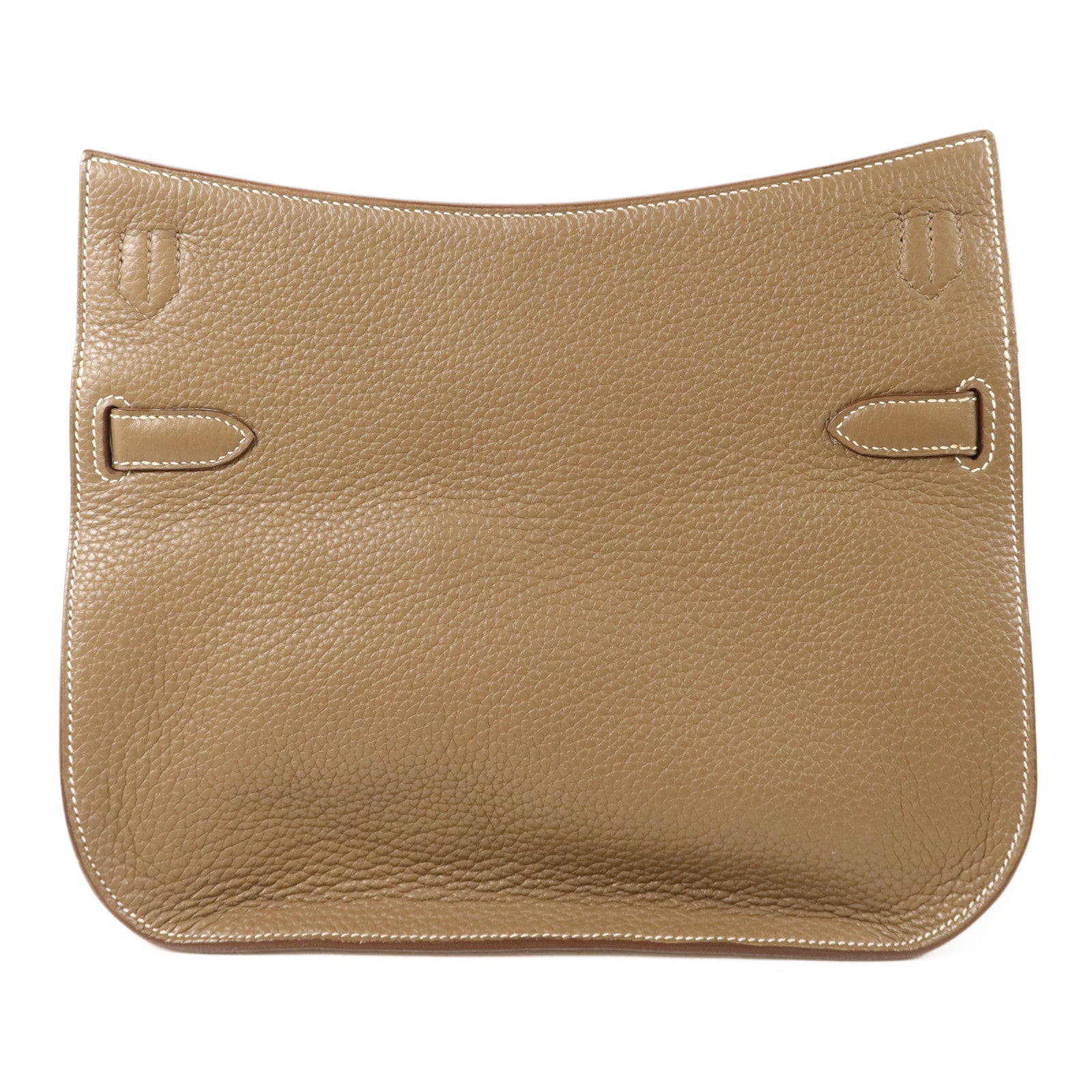 HERMES Clemence皮革Jypsiere 28銀扣肩背袋Etoupe