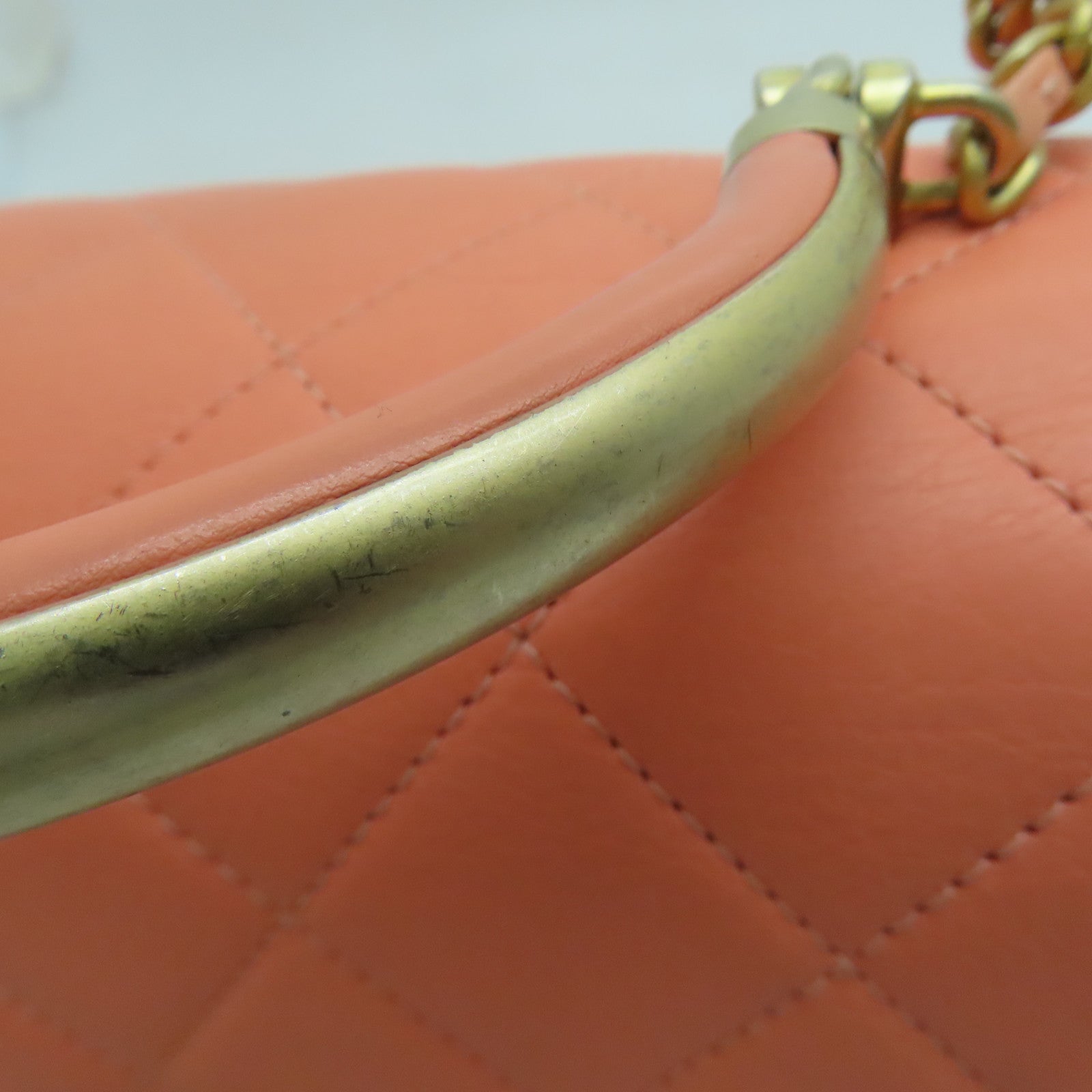 CHANEL 【清倉大減價】菱格牛皮皮革Chain Shoulder金扣手挽肩背兩用袋粉紅色