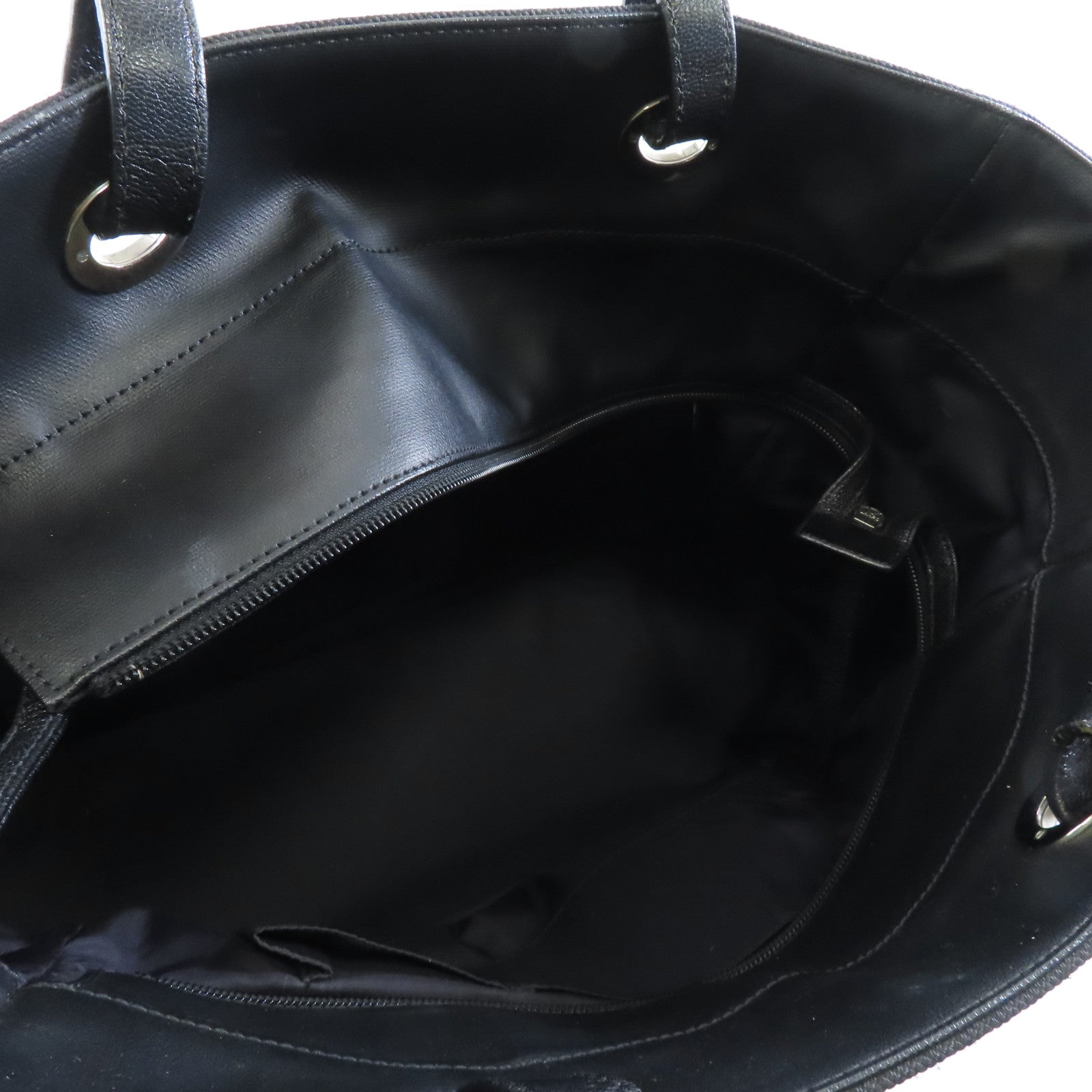 CHANEL 菱格皮革Shoulder Tote銀扣肩背手挽袋黑色