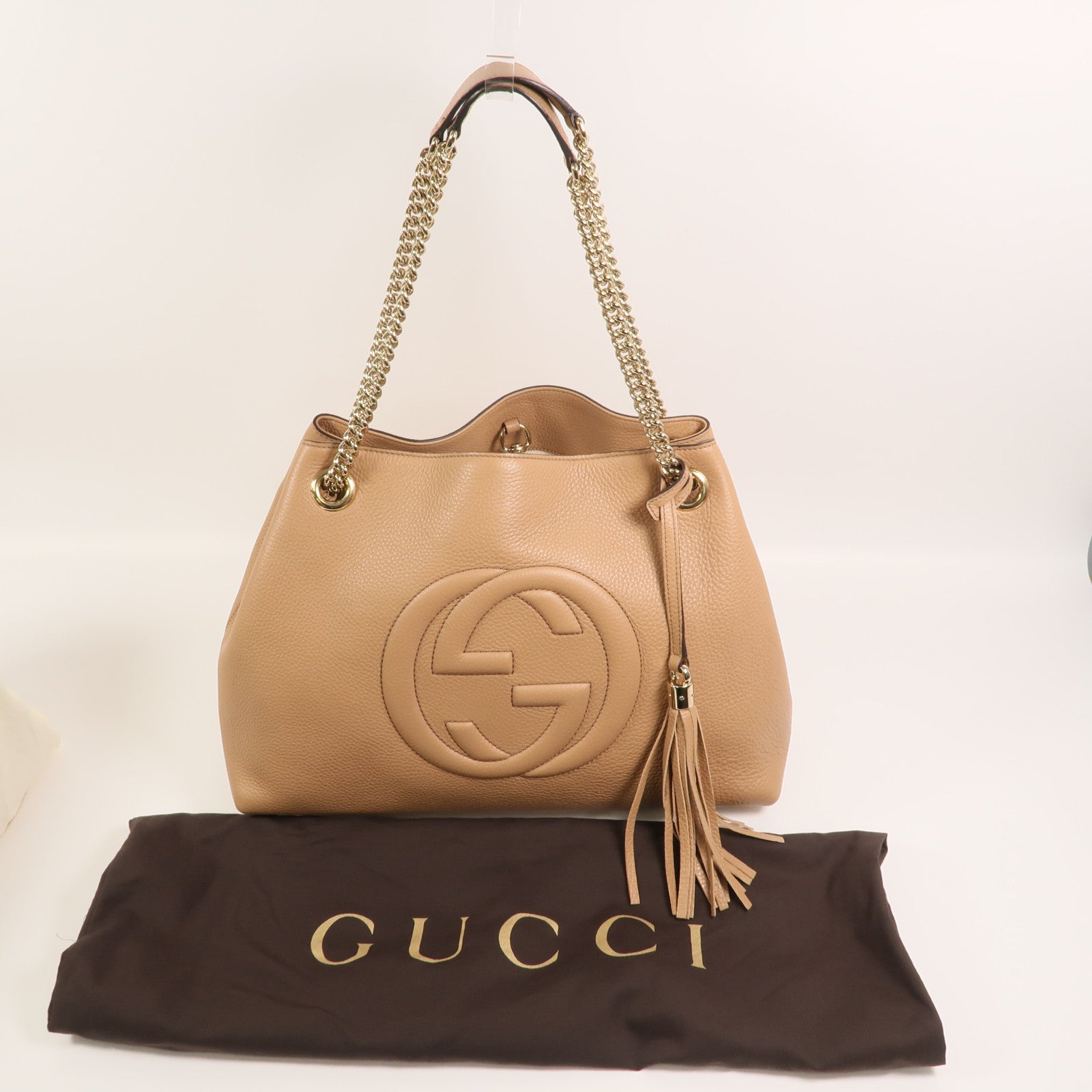 GUCCI 牛皮皮革Soho鏈帶肩背袋
