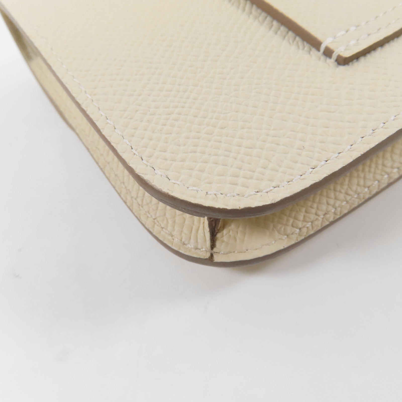 HERMES Epsom皮革Constance Slim Wallet金扣錢包Nata/米色