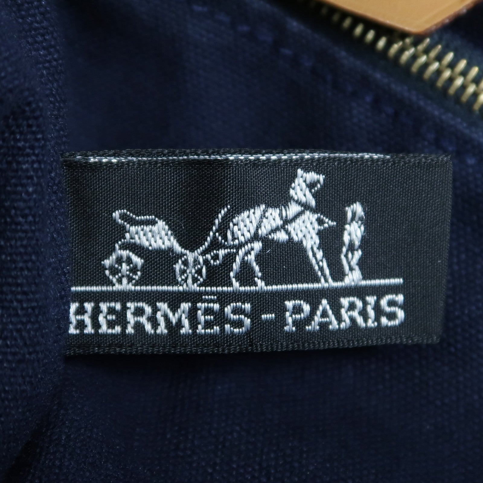 HERMES 帆布Fourre Tout Tote PM銀扣手挽袋Navy/Brown