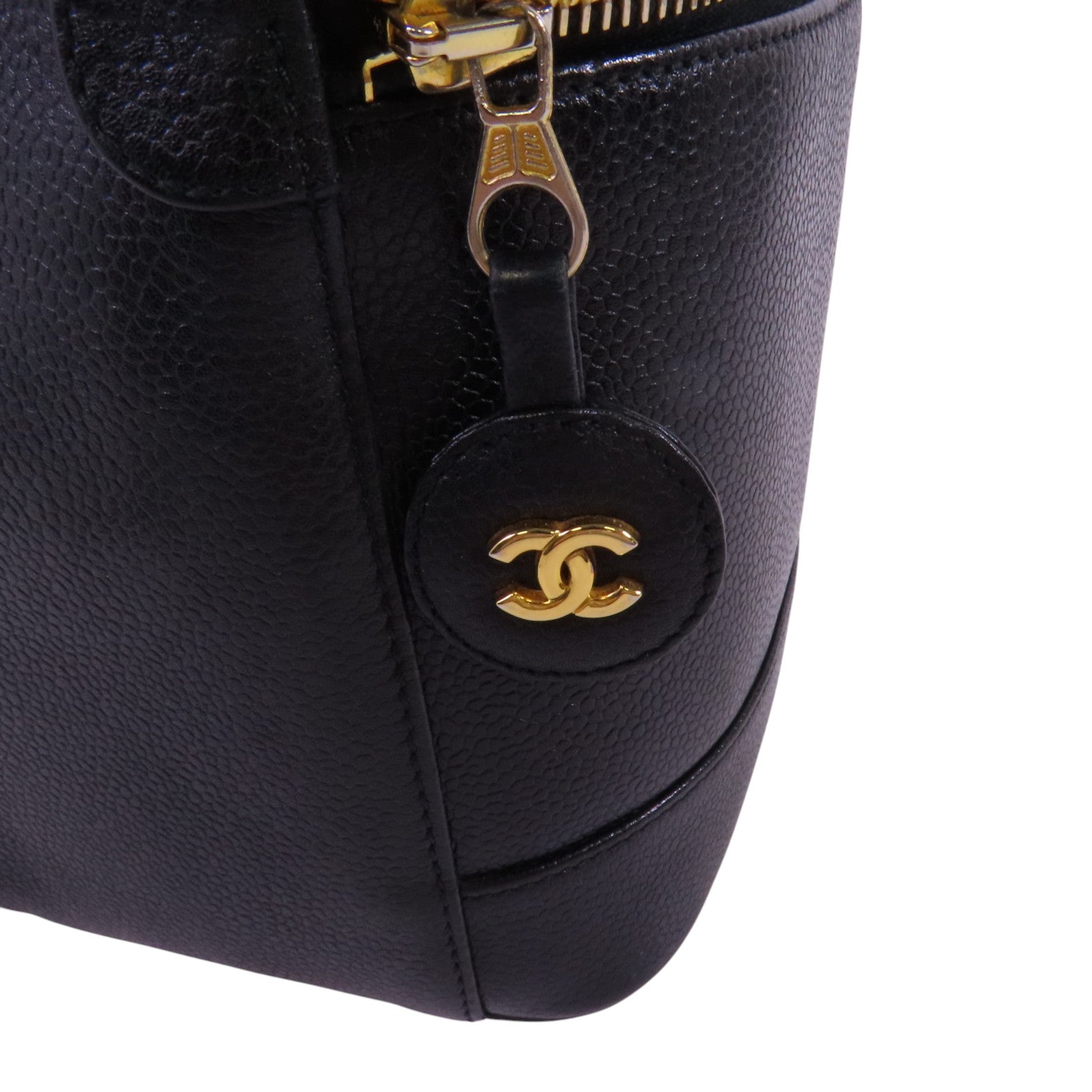 CHANEL 【激減優惠】牛皮皮革Vintage Vanity金扣手挽袋