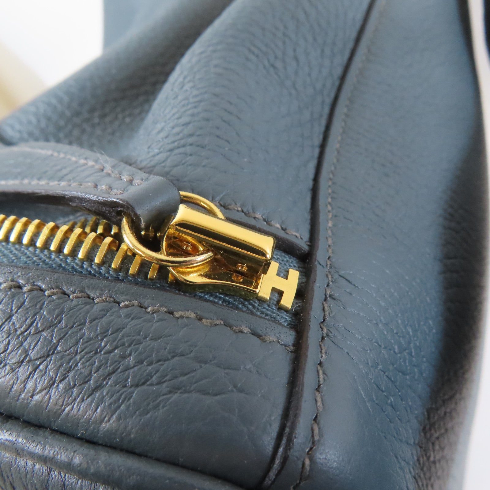 HERMES 牛皮皮革Lindy 30金扣手提斜背2way包藍色