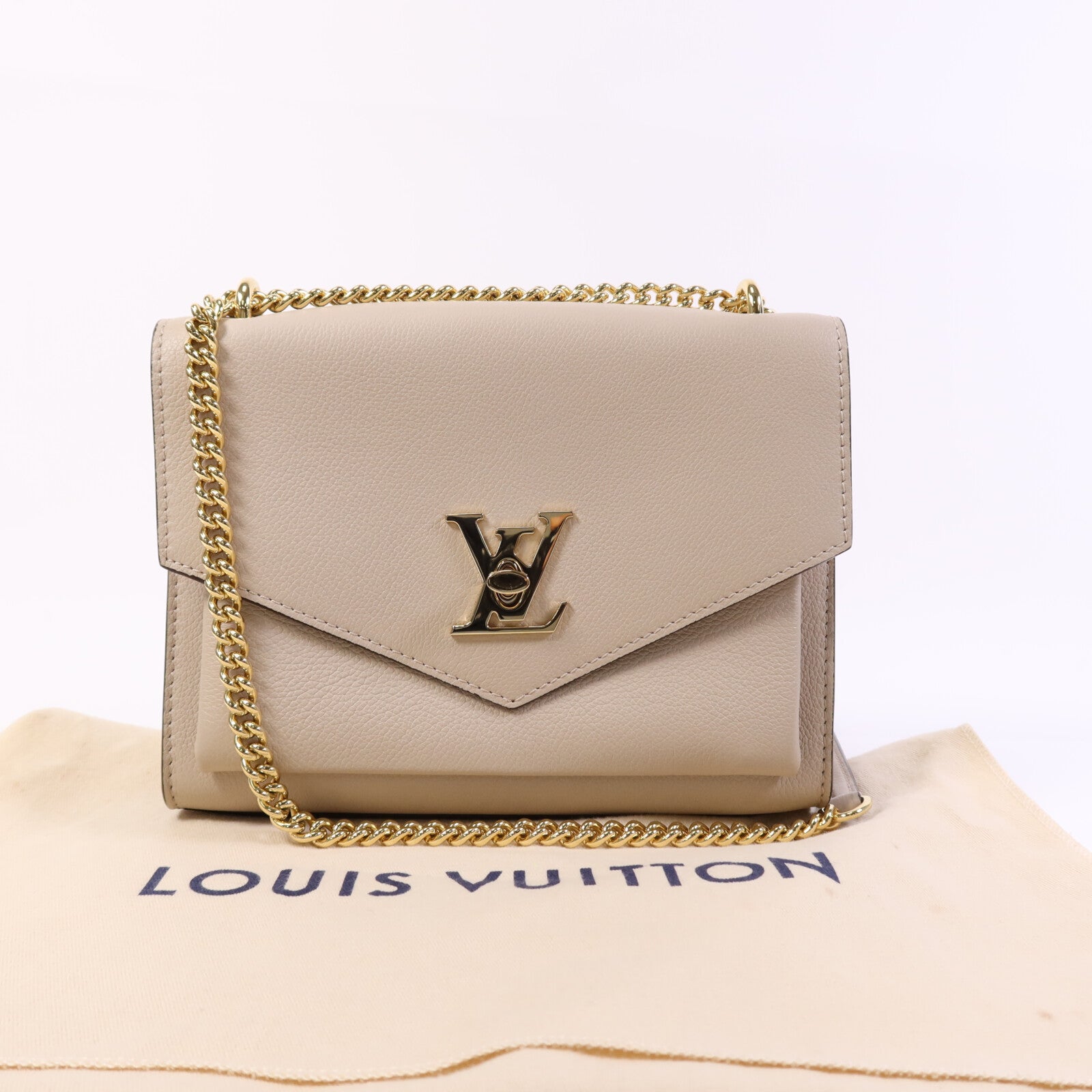 LOUIS VUITTON 牛皮皮革Mylockme金扣鏈帶肩背袋