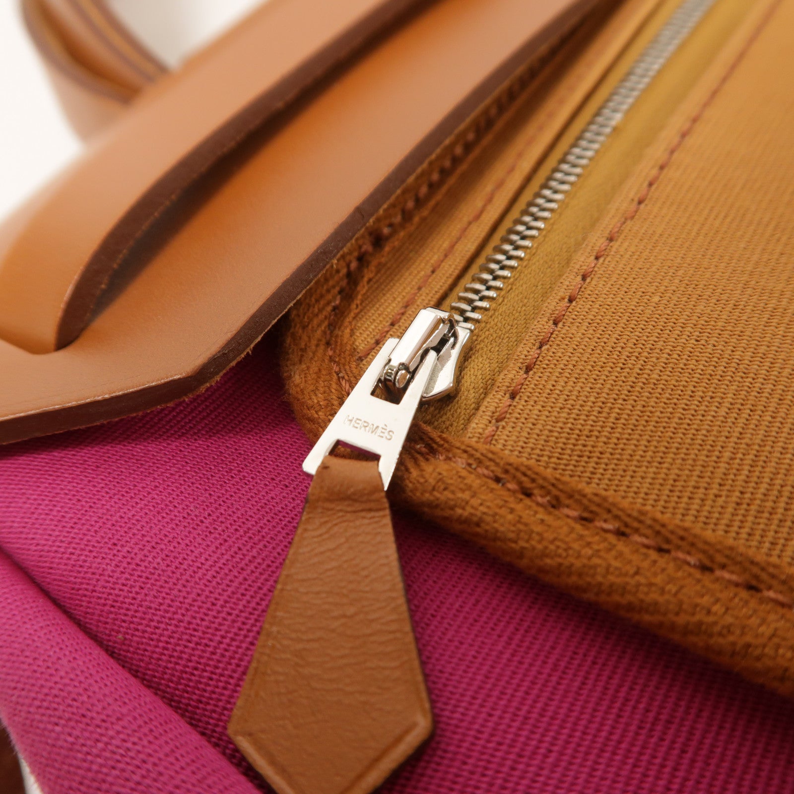 HERMES 帆布Herbag PM銀扣手挽肩背兩用袋Magnolia