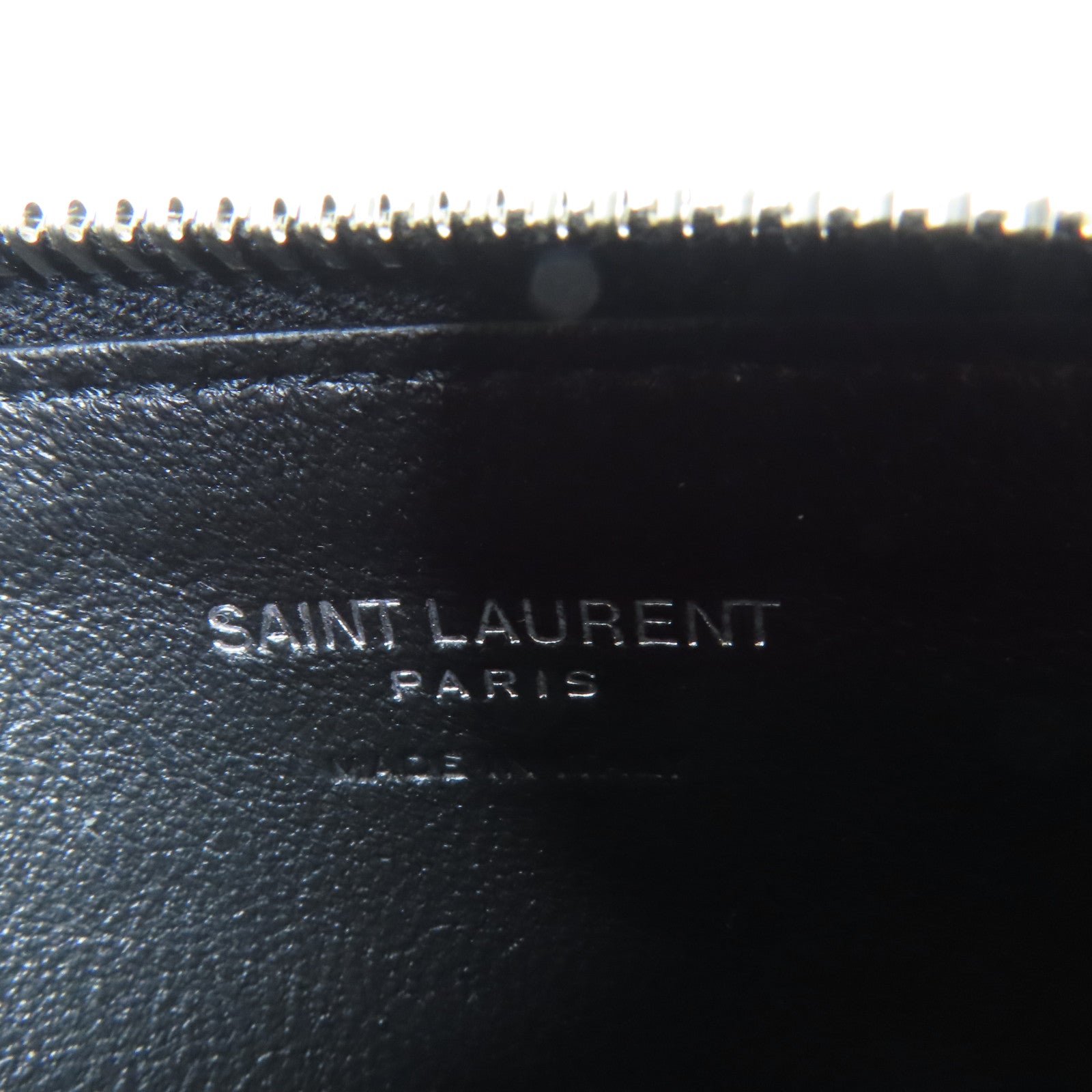 SAINT LAURENT 皮革Zip Card Case銀扣卡片套