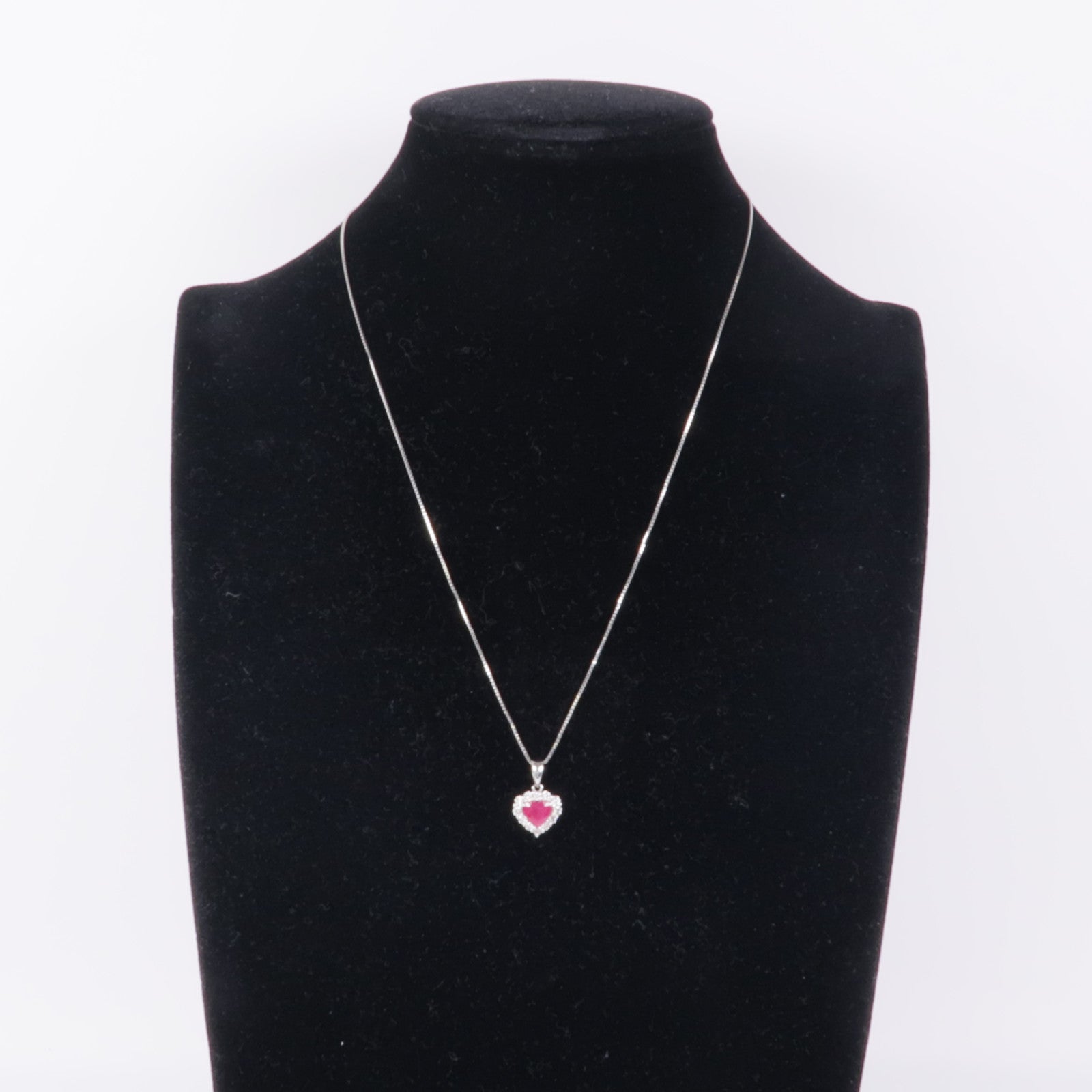 JEWELRY Ruby Diamond Necklace 18K White Gold