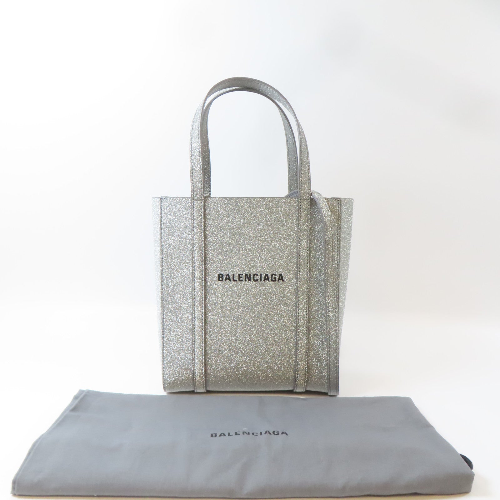 BALENCIAGA 【激減優惠】皮革Everyday Xxs Tote Bag銀扣手挽肩背兩用袋銀色