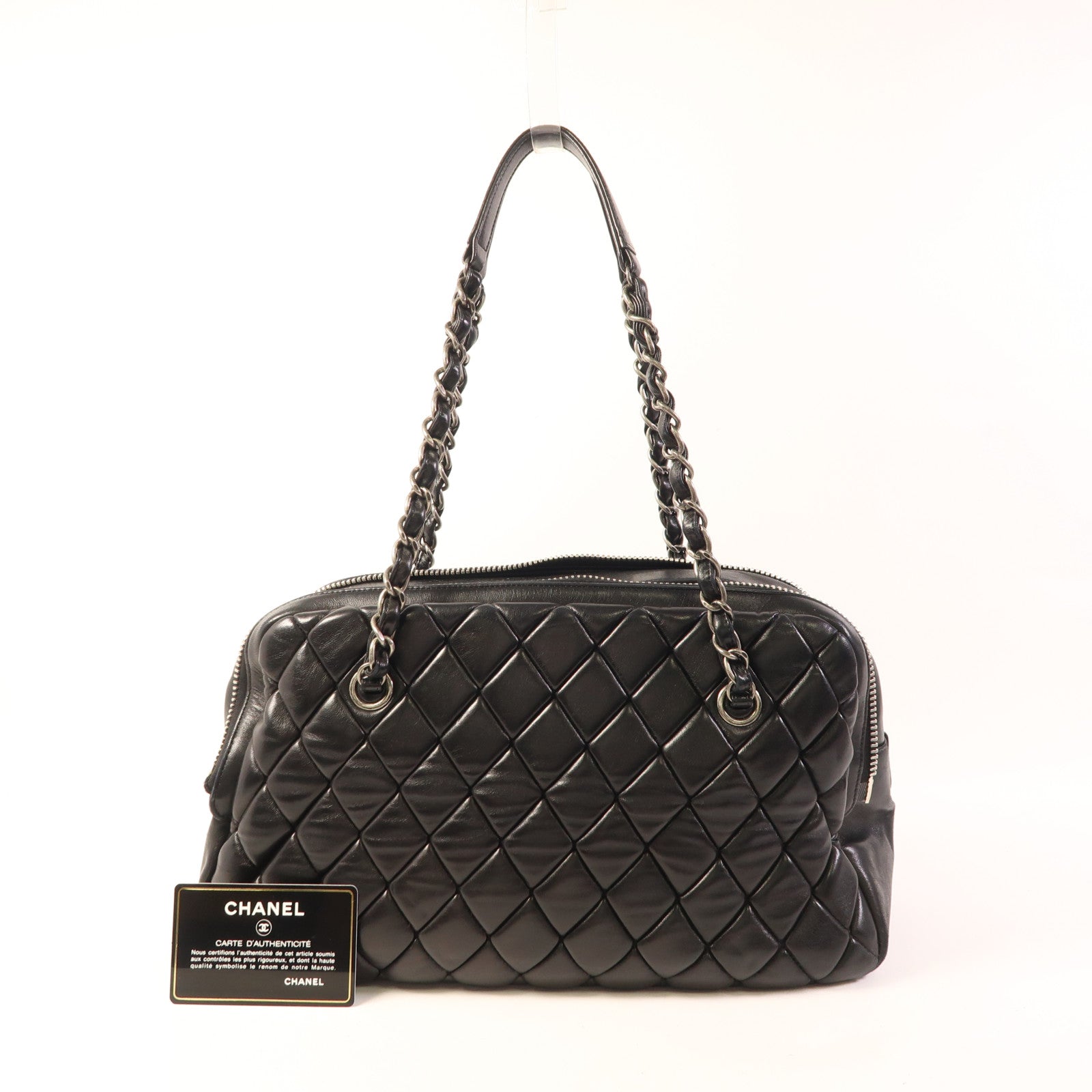 CHANEL 皮革Chain Shoulder Bag銀扣肩背袋