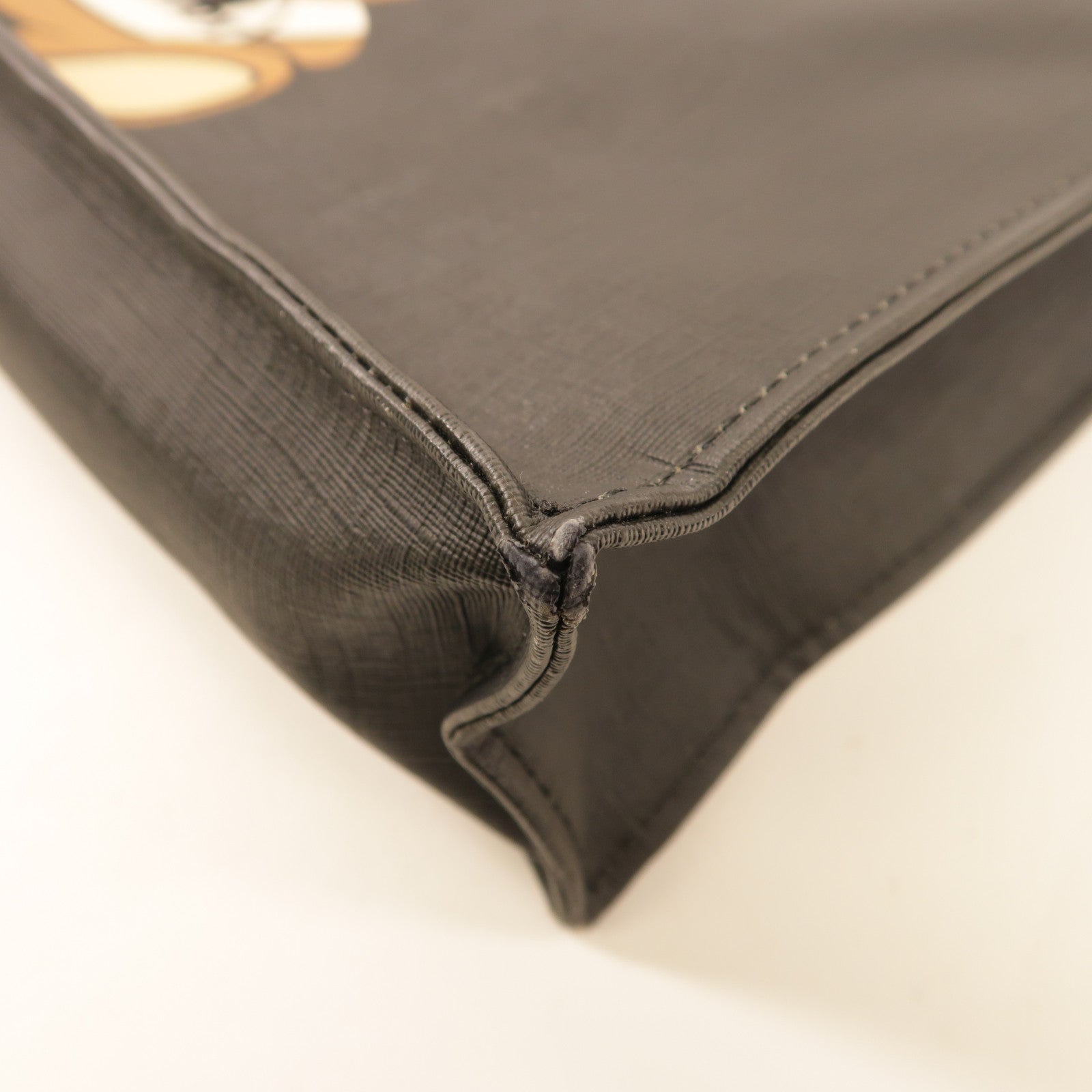 MOSCHINO 牛皮皮革Tote Bag金扣手挽袋黑色