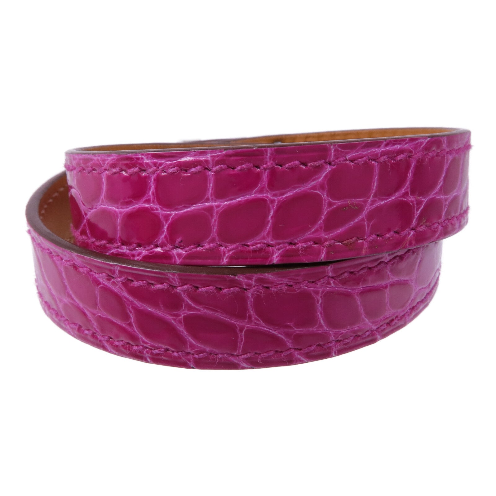 HERMES 鱷魚皮革Kelly Double Tour Bracelet銀扣手帶