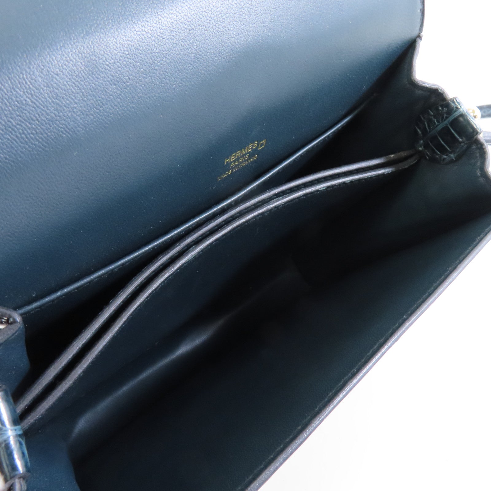 HERMES 鱷魚皮革Mini Roulis金扣肩背袋綠色