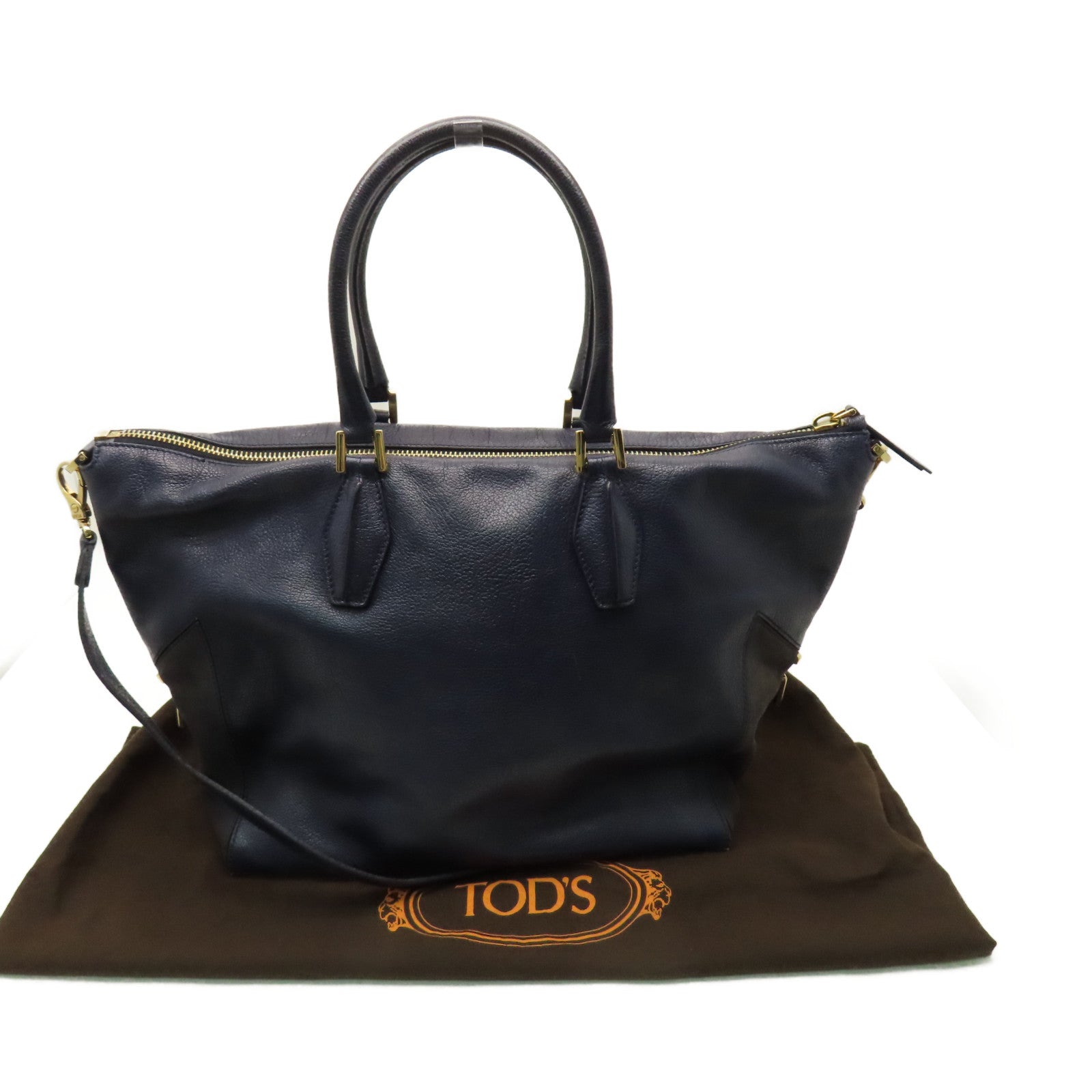 TOD’S 【清倉大減價】牛皮皮革2Way Shoulder Bag手挽肩背兩用袋寶藍色