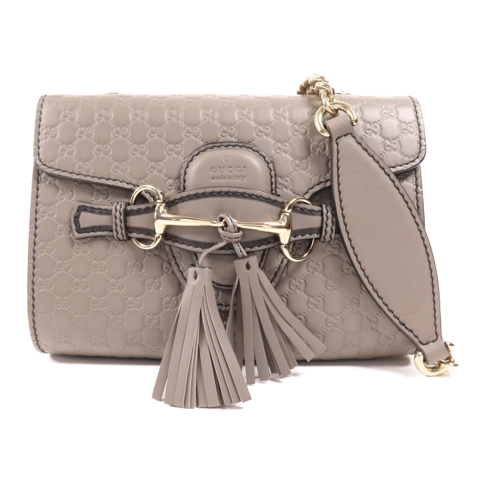 GUCCI 牛皮皮革Guccissima Mini Emily金扣鏈帶肩背