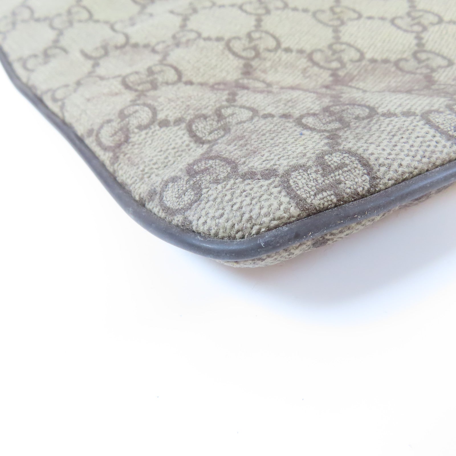 GUCCI 【激減優惠】塗層帆布Shoulder Bag銀扣肩背袋啡色