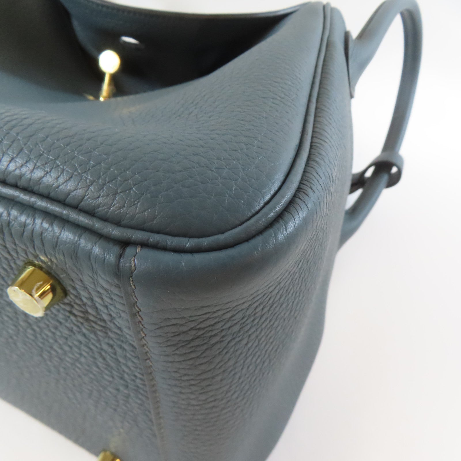 HERMES 牛皮皮革Lindy 30金扣手提斜背2way包藍色