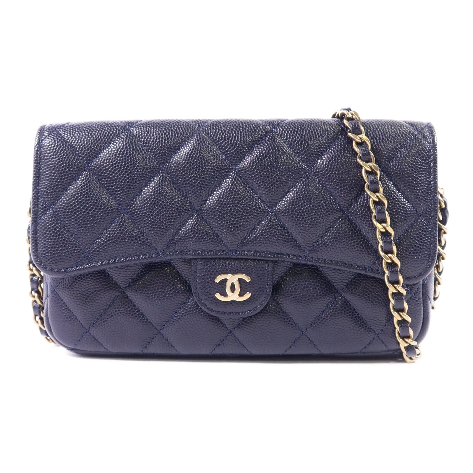 CHANEL 牛皮皮革Chain Shoulder Bag金扣鏈帶肩背袋