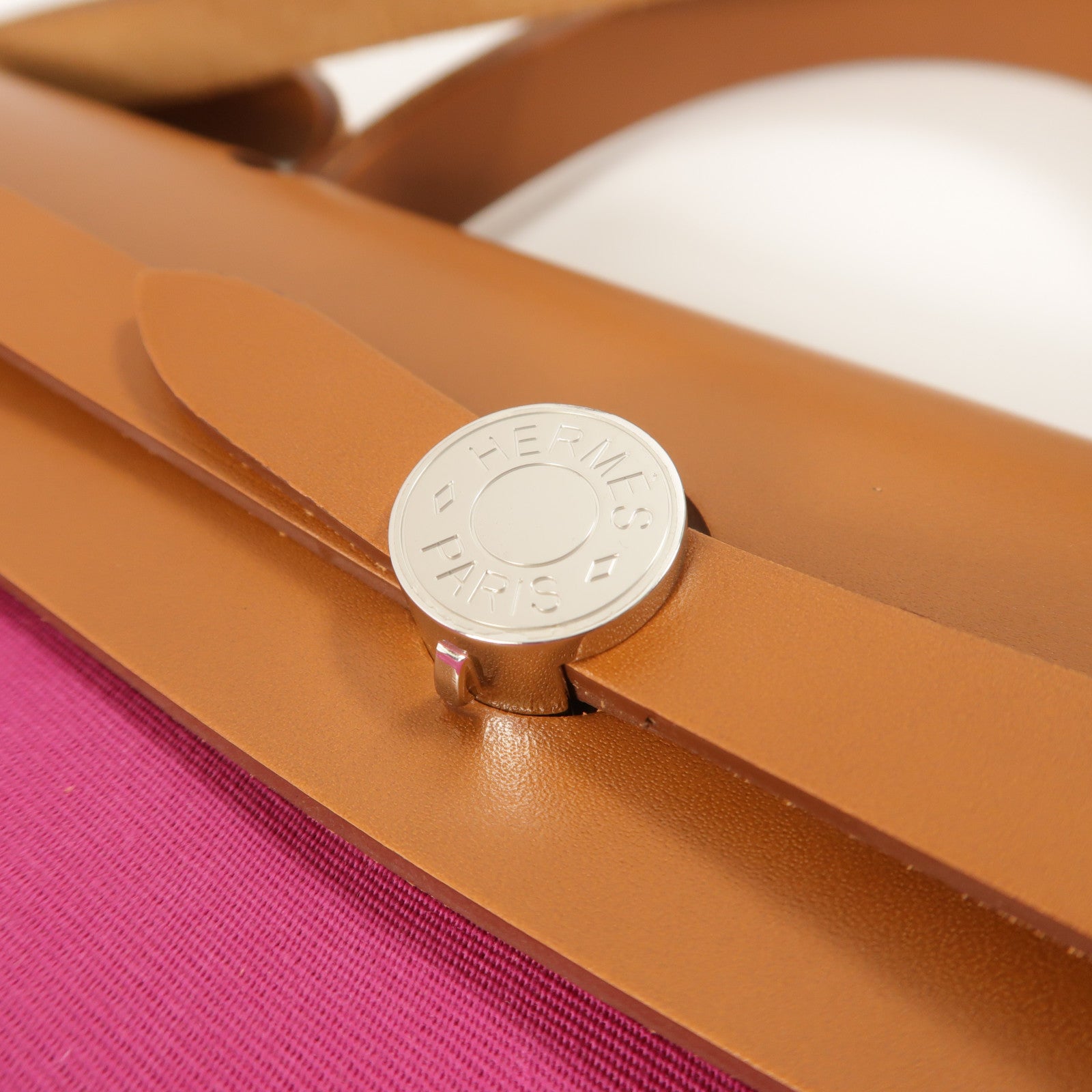 HERMES 帆布Herbag PM銀扣手挽肩背兩用袋Magnolia