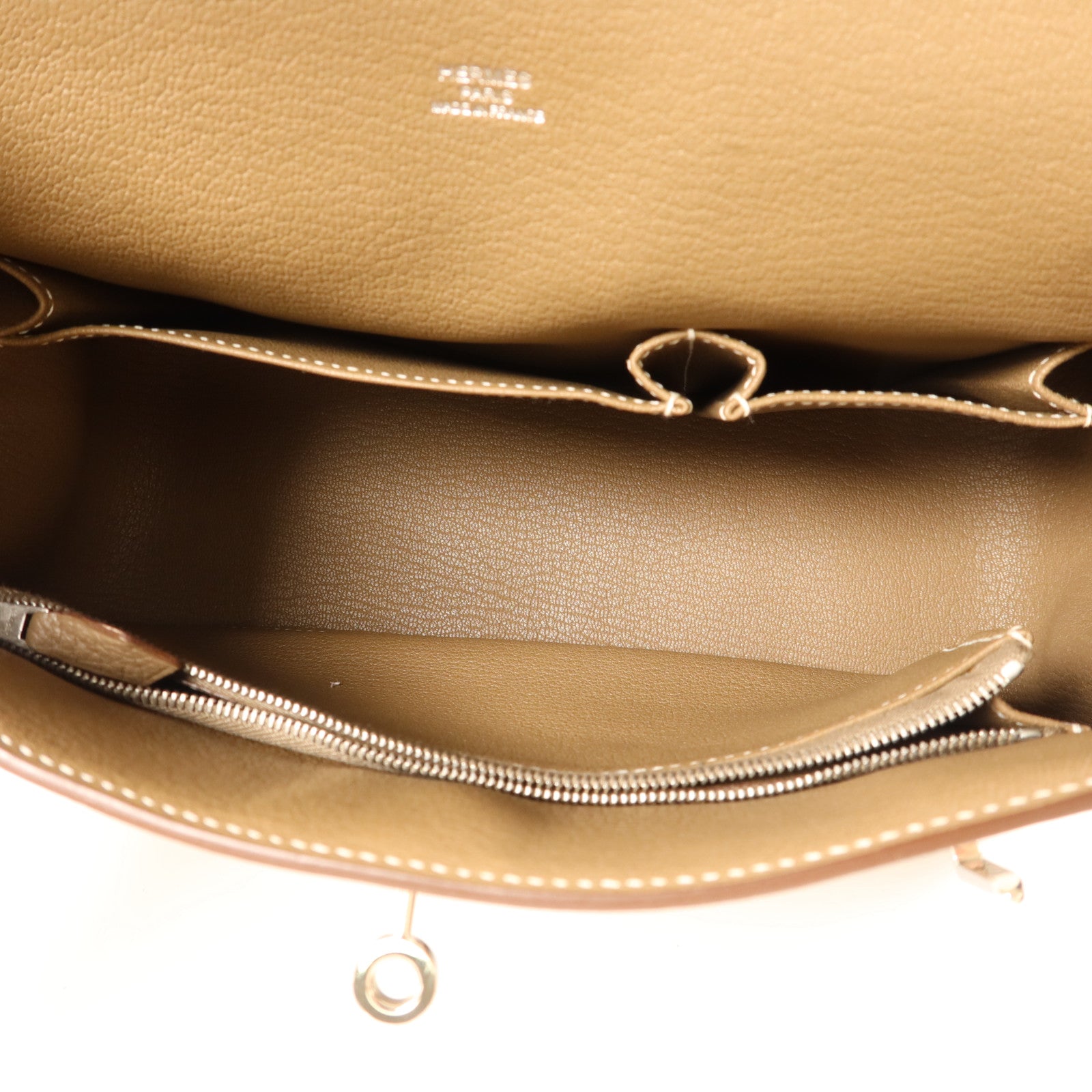 HERMES Clemence皮革Jypsiere 28銀扣肩背袋Etoupe