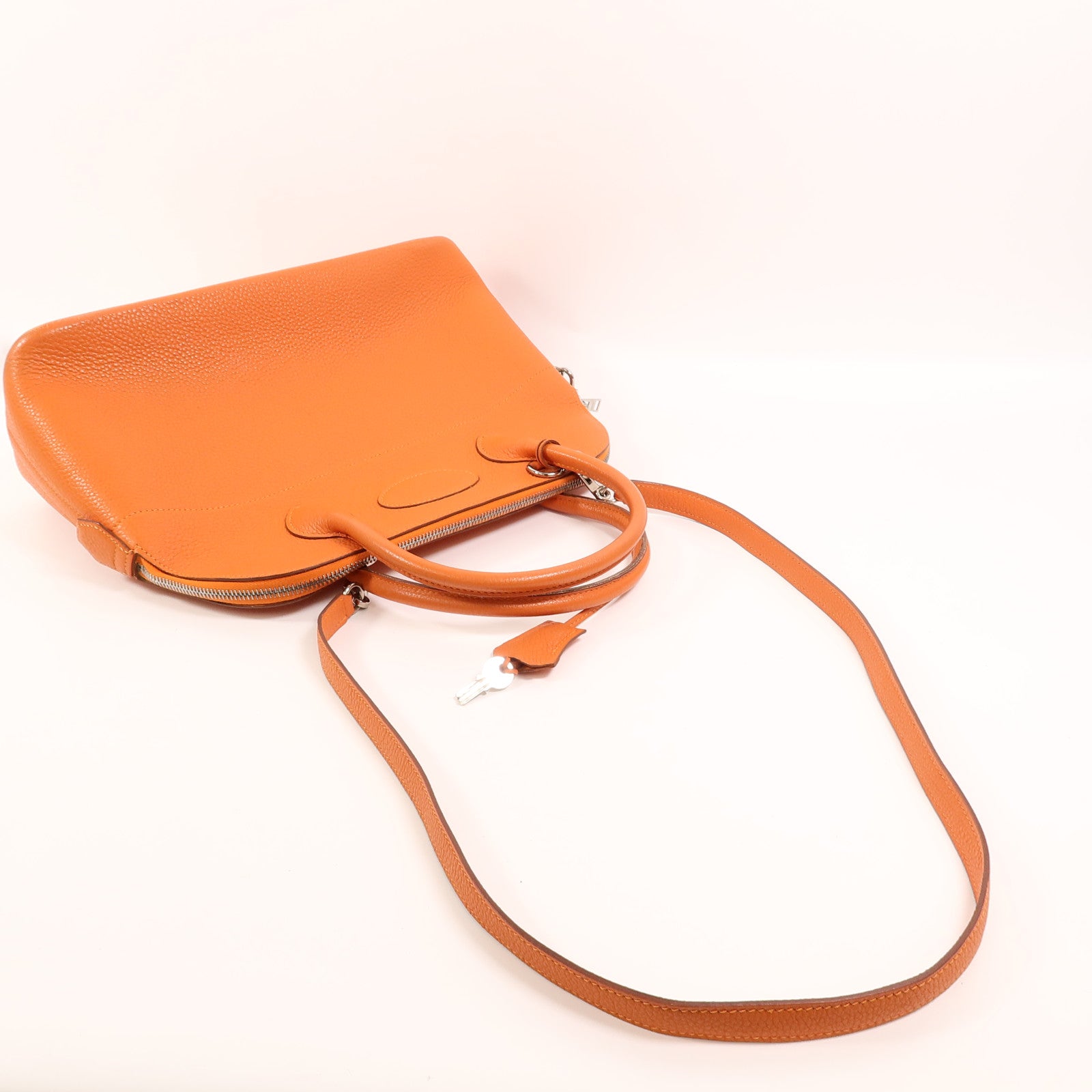 HERMES Clemence皮革Bolide 31手挽肩背兩用袋Orange